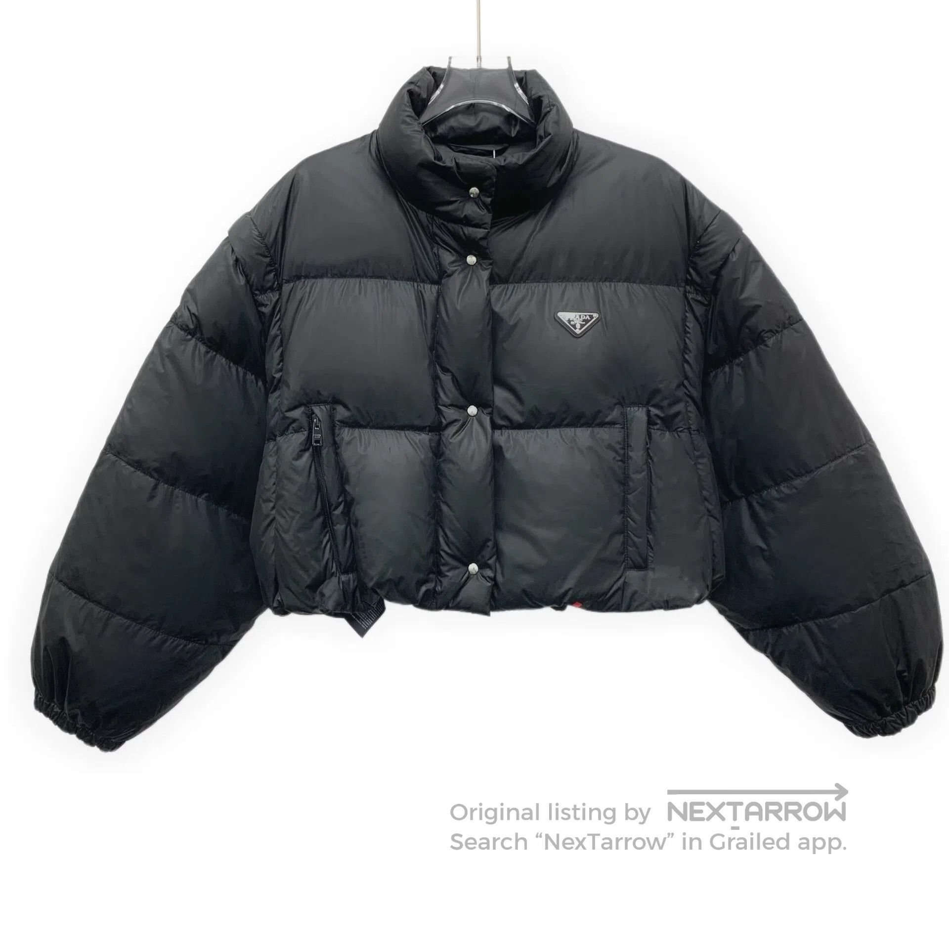 Prada Prada Black triangle label stand collar single-breasted lo Size XS / US 0-2 / IT 36-38 - 1 Thumbnail