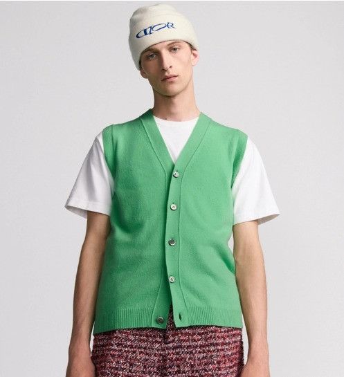 Dior o1w1db11025 513M203 Wool & Cashmere Sweater Vest in Green Size US M / EU 48-50 / 2 - 3 Thumbnail