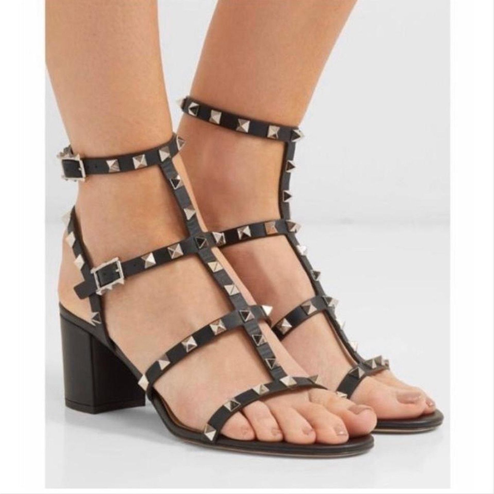 Valentino Valentino Garavani Rockstud 60 leather chunky heels 40 Size US 10 / IT 40 - 2 Thumbnail
