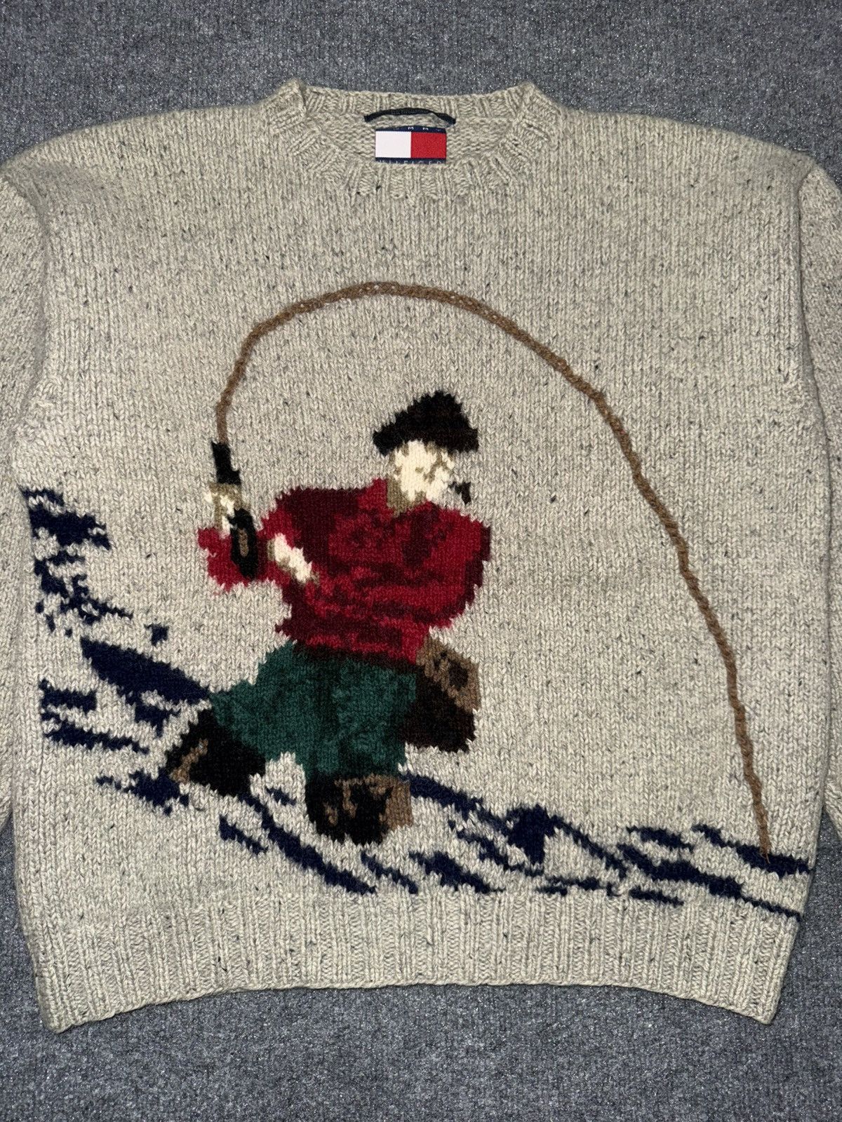 Tommy Hilfiger Vintage 90s Tommy Hilfiger Hand Knit Fishing Sweater Size US M / EU 48-50 / 2 - 2 Thumbnail