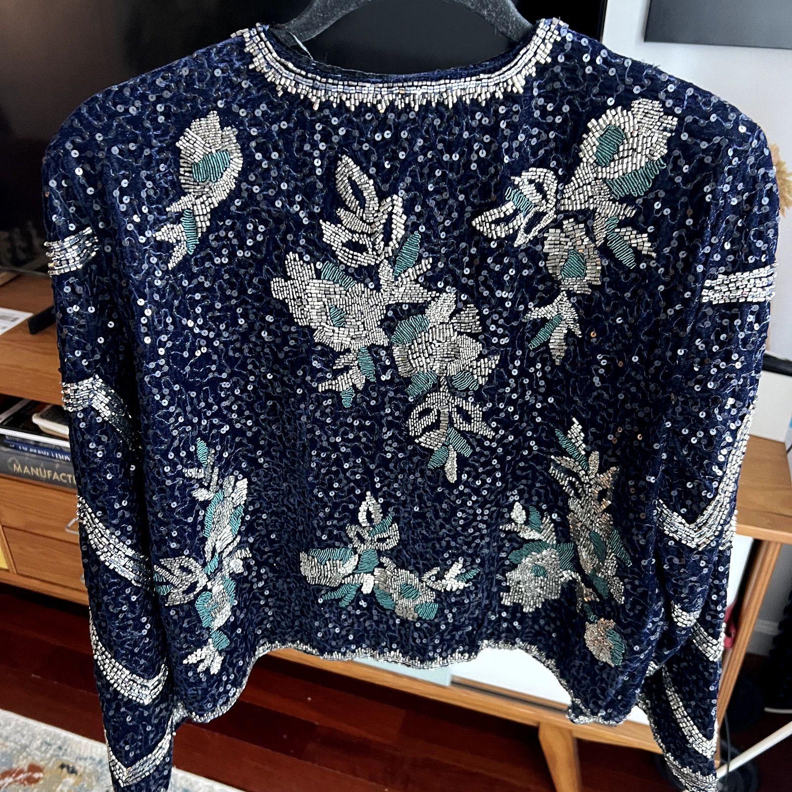 Zara Zara limited edition beaded and sequin embroidered navy Size L / US 10 / IT 46 - 4 Thumbnail