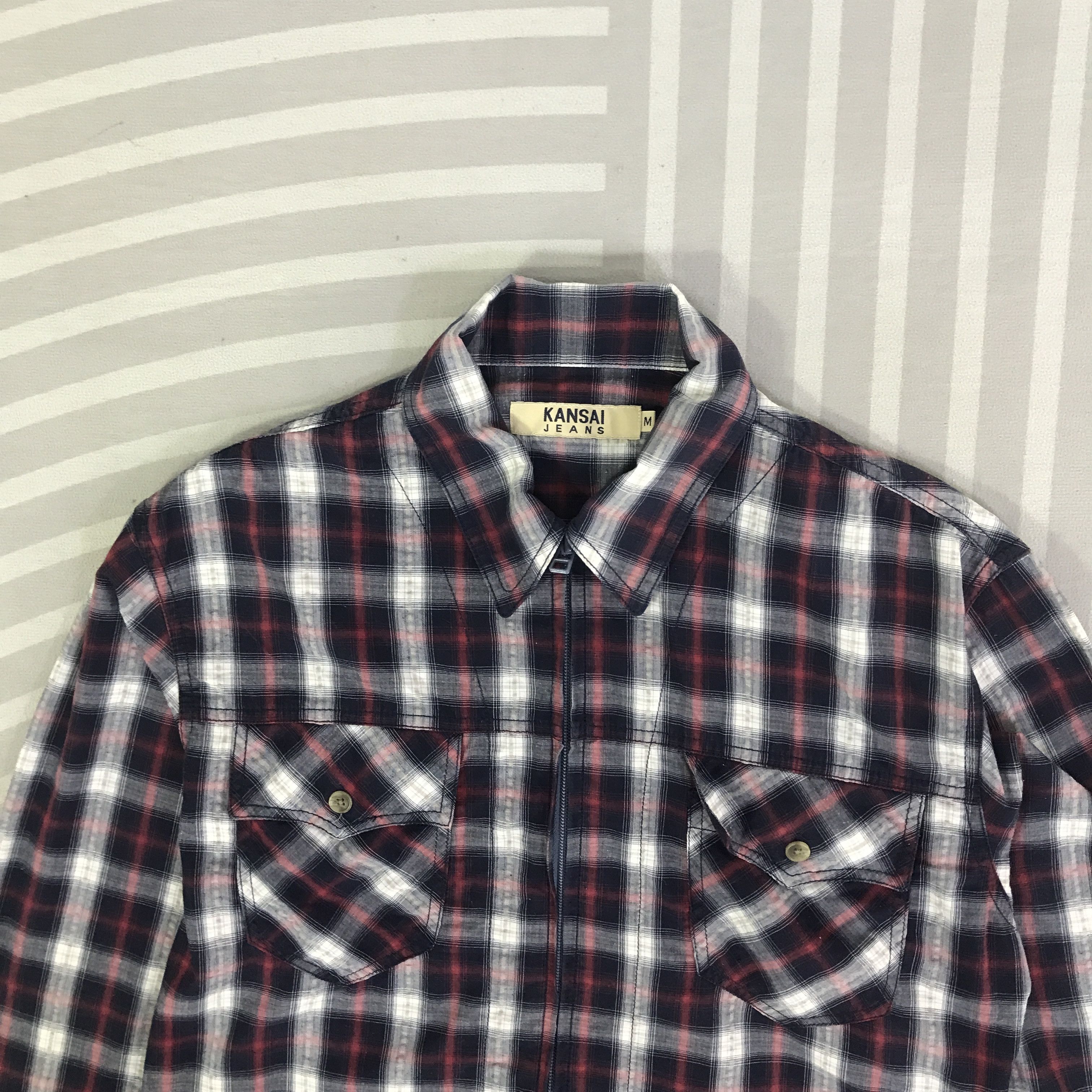 Kansai Yamamoto Vintage Kansai Yamamoto flannel design Zip Jacket K109B1 Size US M / EU 48-50 / 2 - 2 Thumbnail