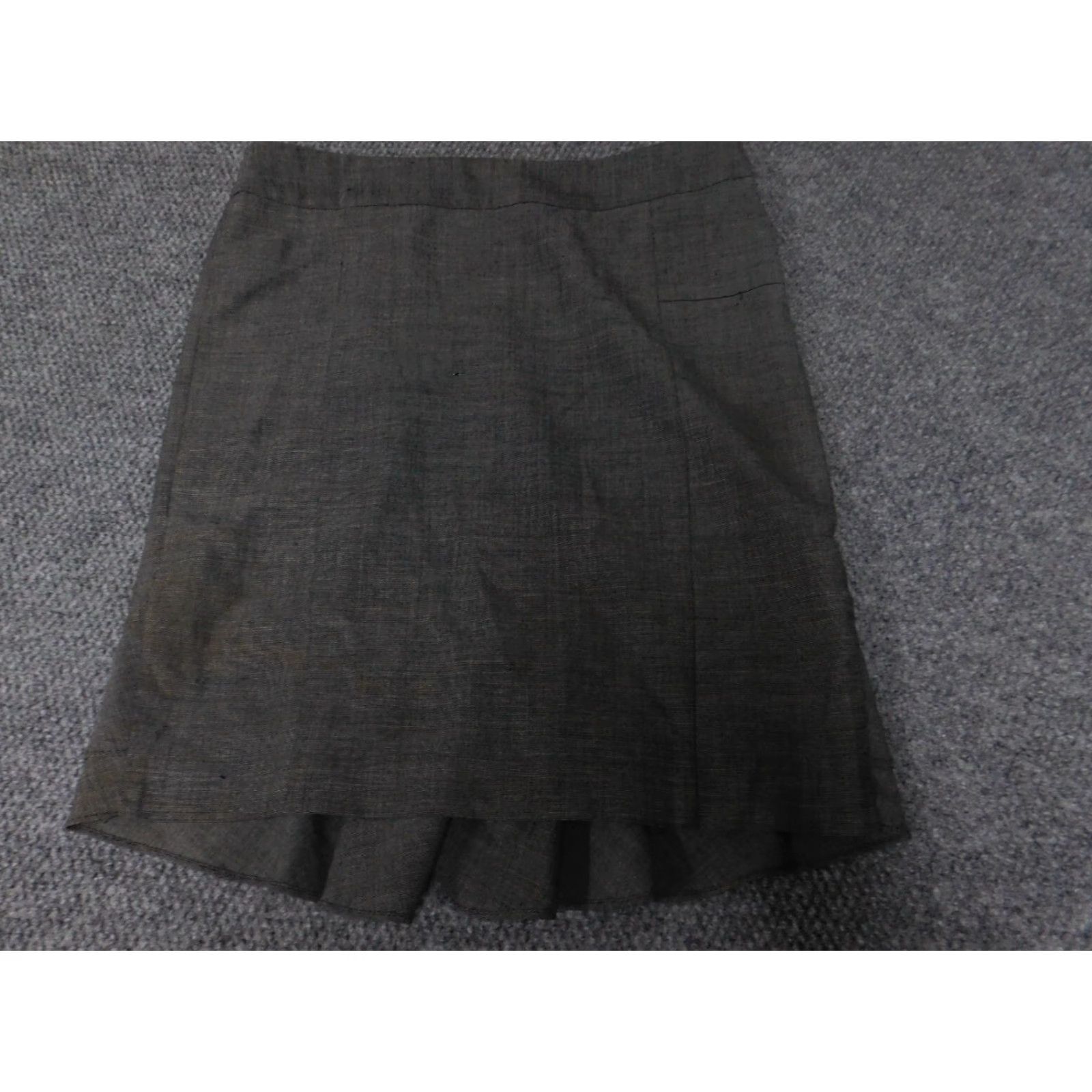 Express Express Womens Skirt 12 Gray Zip A-Line Ruffles Knee Length Casual Everyday Mid Rise Regular Lined Knit Cotton Polyurethane Size 34" / US 12 / IT 48 - 4 Thumbnail