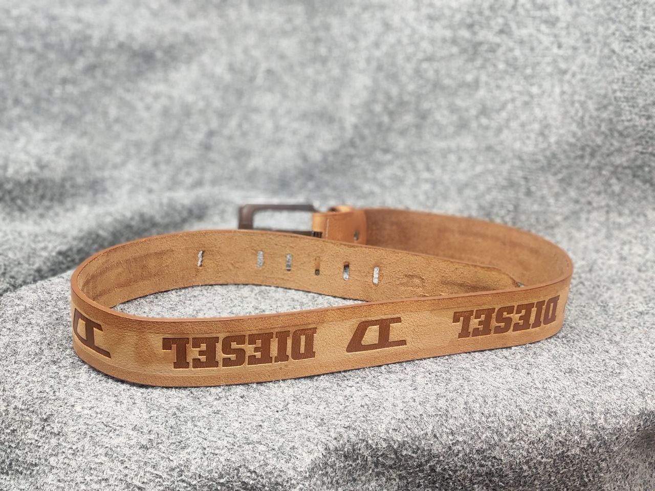 Vintage Vintage Diesel All Logo Y2k Style Brown Leather wide Belt Size ONE SIZE - 9 Thumbnail
