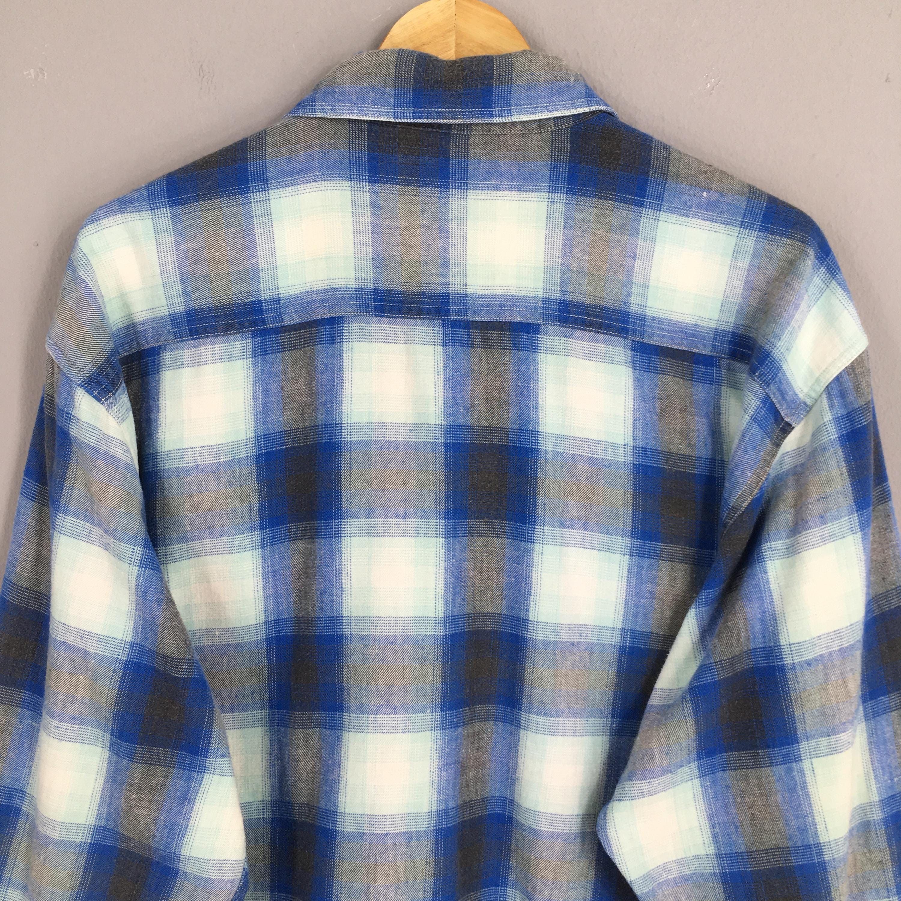 Flannel × Vintage Vintage Plaid Shadow Blue Flannel Shirt Large Size US L / EU 52-54 / 3 - 8 Thumbnail