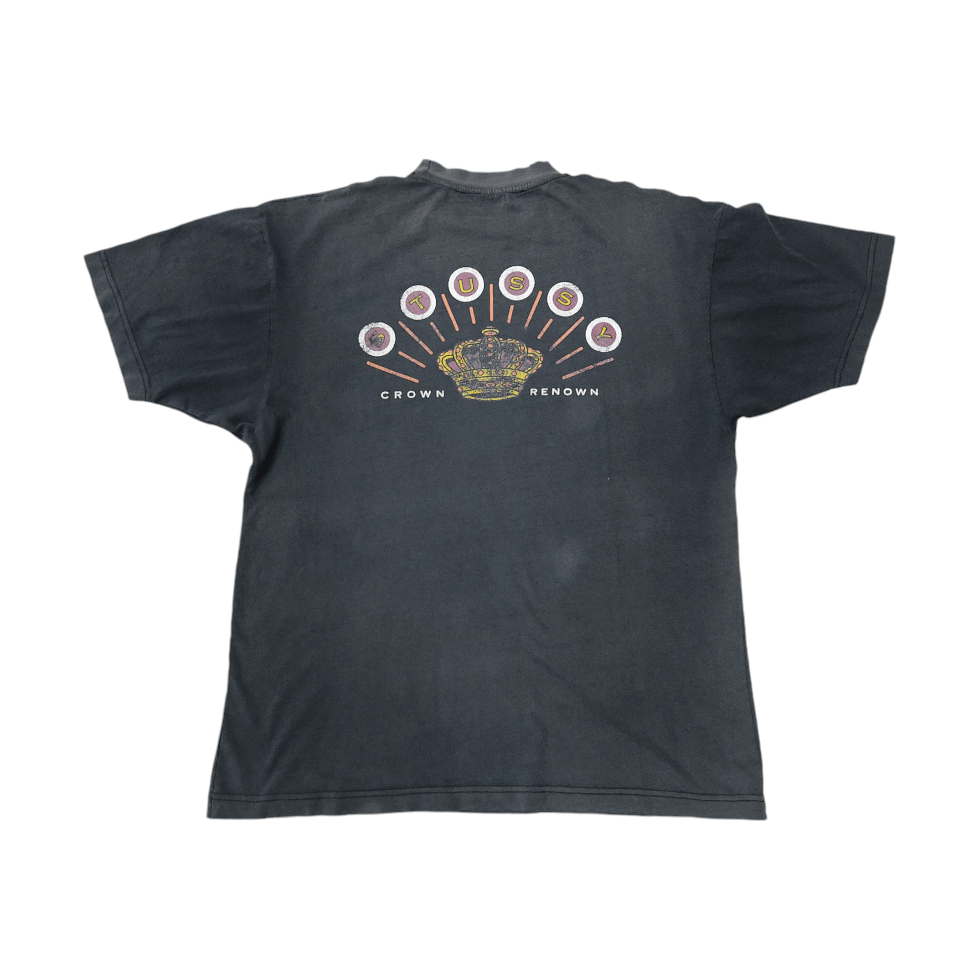 トップス 90s STUSSY crown Vintage Stussy T Shirt Graphic Crown Logo Spell Out Surf