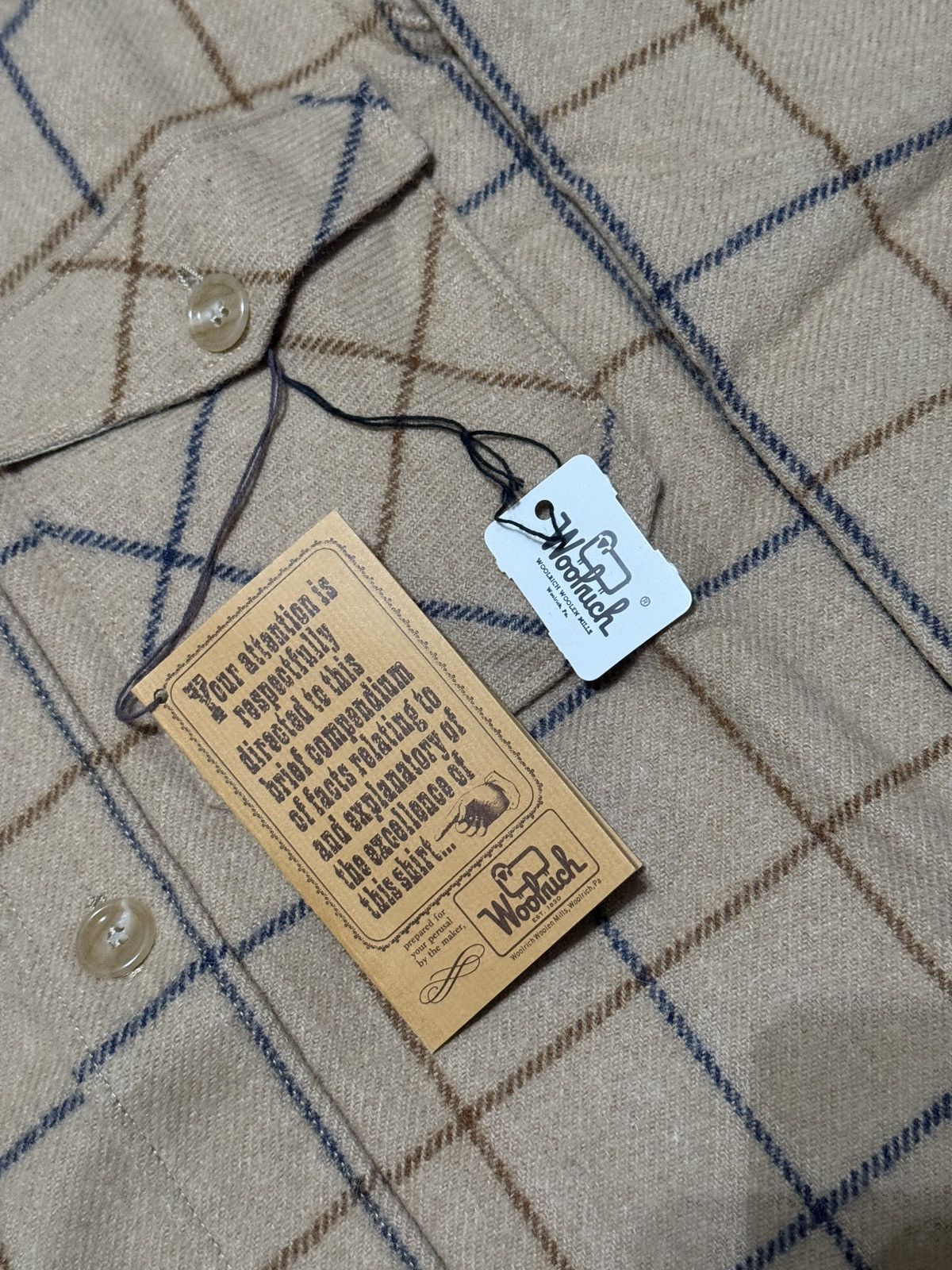 Woolrich Woolen Mills Vtg 60s Woolrich Deadstock Tan Plaid Sm Button Up Wool Shirt Size US S / EU 44-46 / 1 - 4 Thumbnail
