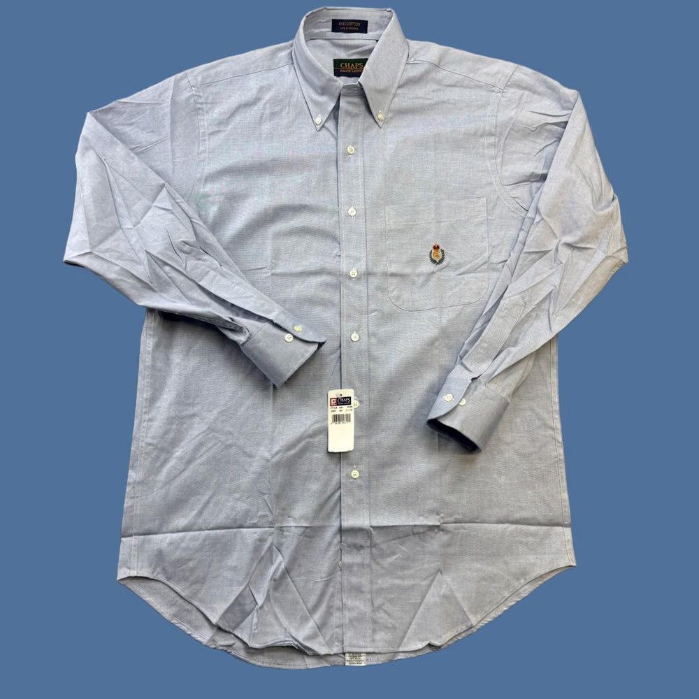 Chaps Chaps Shirt Mens 15.5 Blue Cotton Oxford Button Down 90s VTG Classic Dress Shirt Size US L / EU 52-54 / 3 - 1 Thumbnail