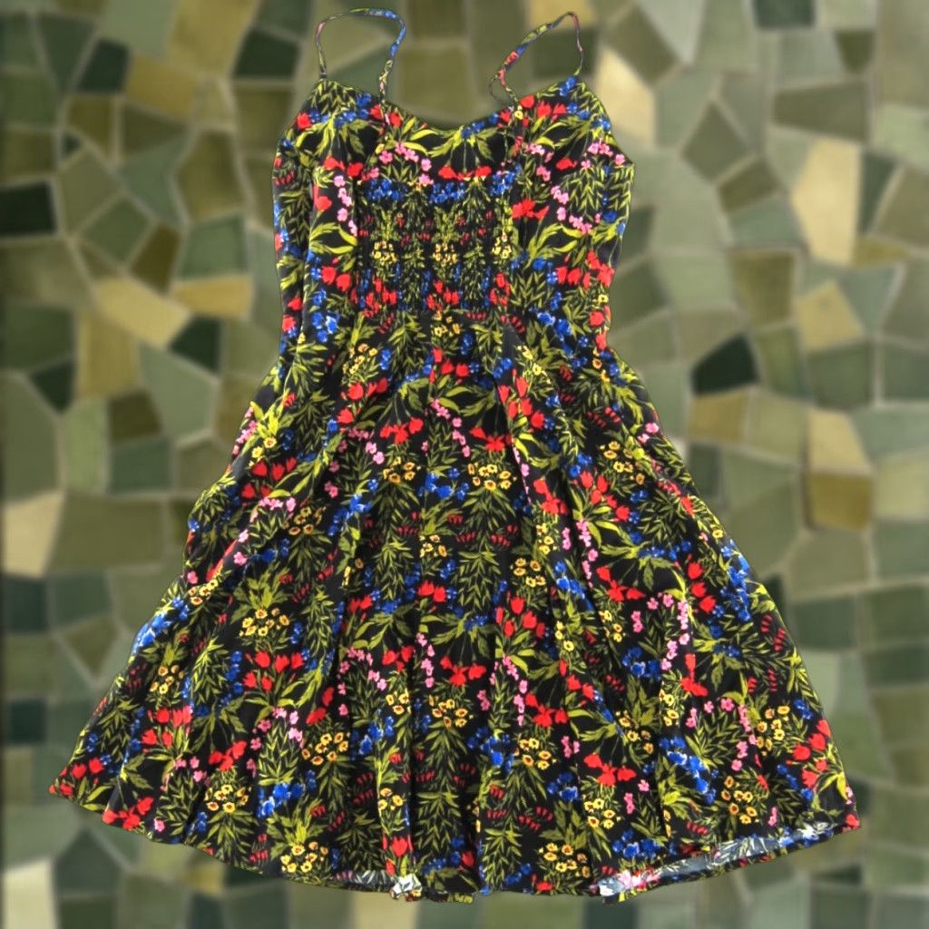 Old Navy Old Navy Tank Dress XS Black Floral Rayon Sun Dress Size XS / US 0-2 / IT 36-38 - 1 Thumbnail