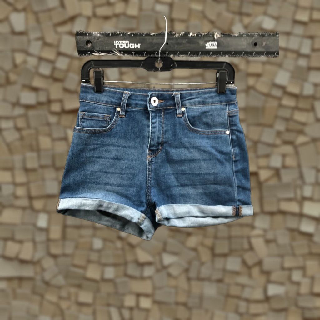 Vintage Blue Savvy Denim Shorts Casual Junior Size 7 Medium Wash Blue Cuffed Boyfriend 5-Pocket Size 28" / US 6 / IT 42 - 1 Thumbnail