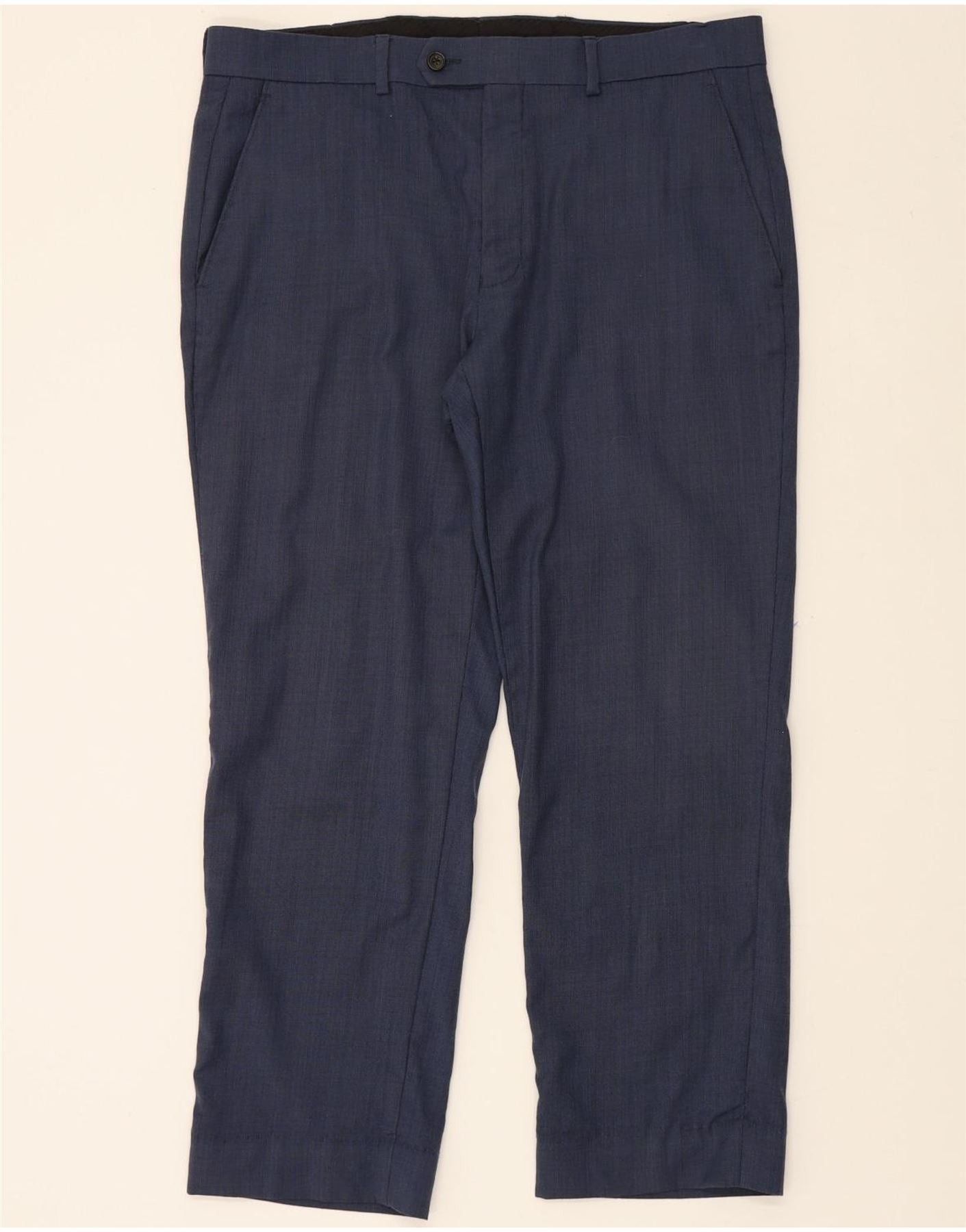 Ralph Lauren Mens Straight Suit Trousers W34 L26 Navy Blue Wool Size 34R - 1 Thumbnail