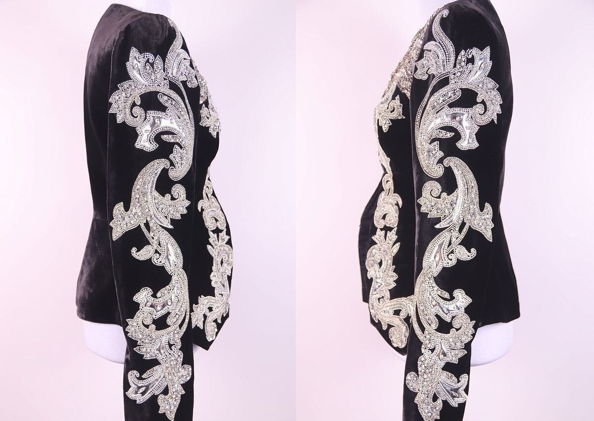 Balmain Crystal And Beading Embellishment Jacket Blazer in Black, Women's (Size Xs) — image 3 of 6