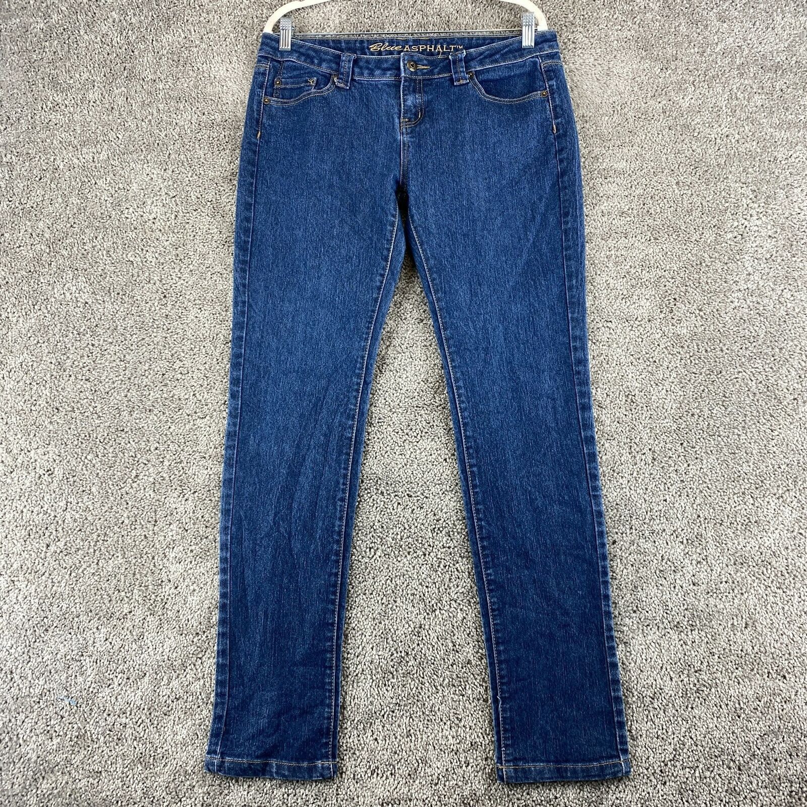 Vintage Blue Asphalt Straight Jeans Women's 15 Long Blue Low Rise Dark ...