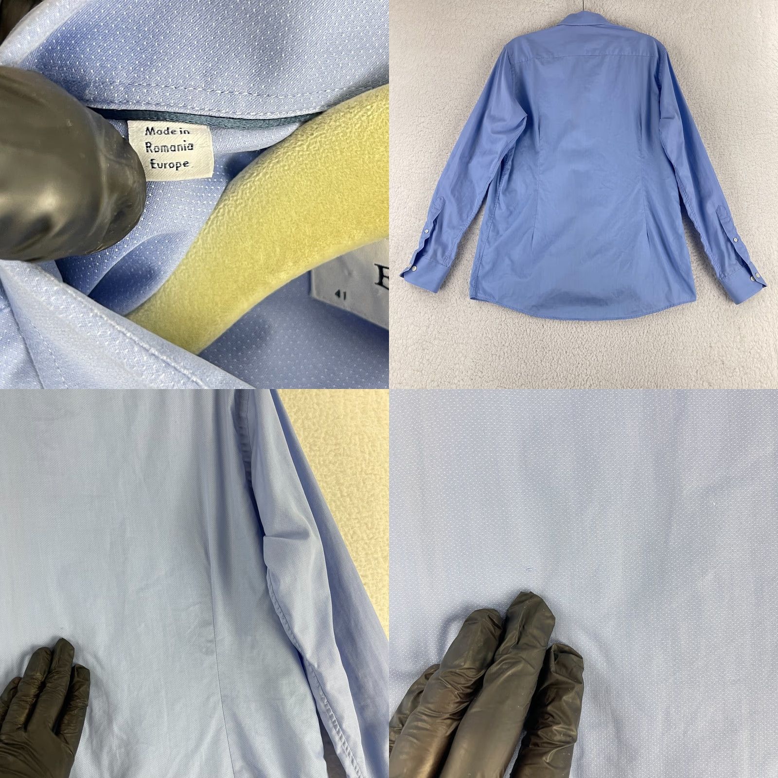 Eton Eton Blue Contemporary Fit Button-Up Dress Shirt Mens Long Sleeve Cotton Large Size 42R - 9 Thumbnail