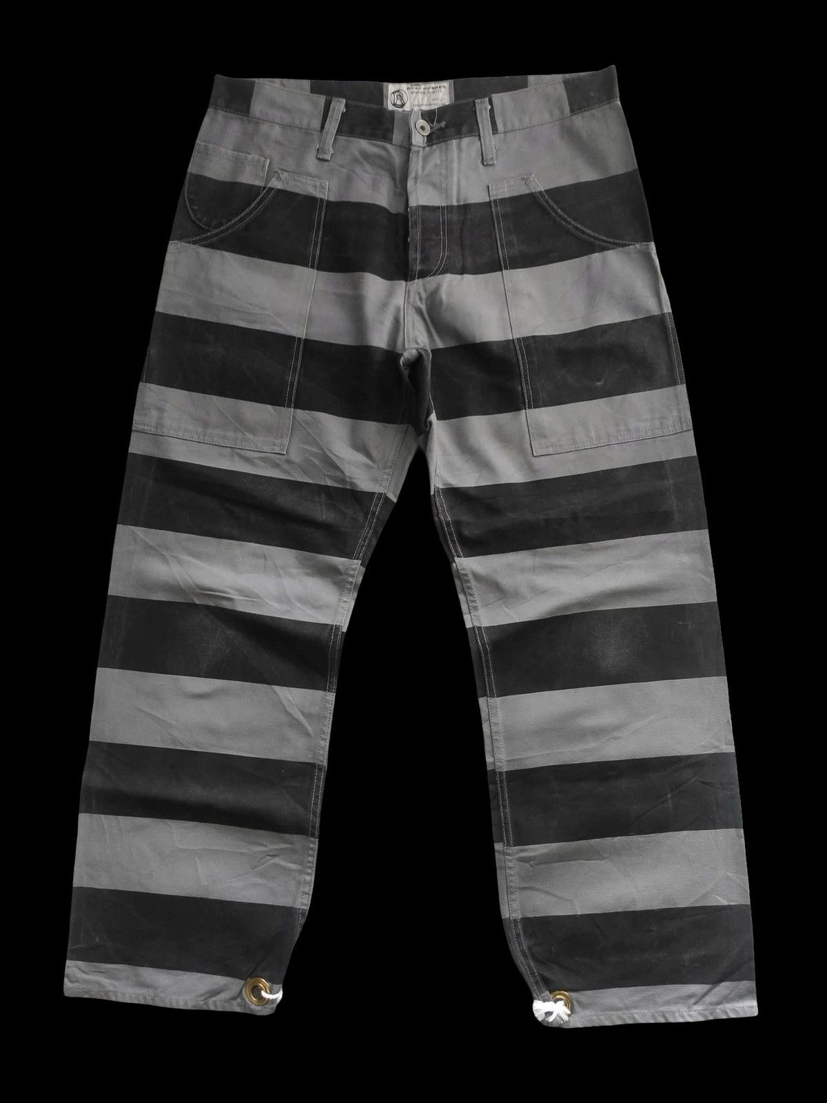 Japanese Brand 💥Biker Style💥Road Runner Prisoner Stripe Sturdy Pant F469 Size US 33 - 1 Thumbnail