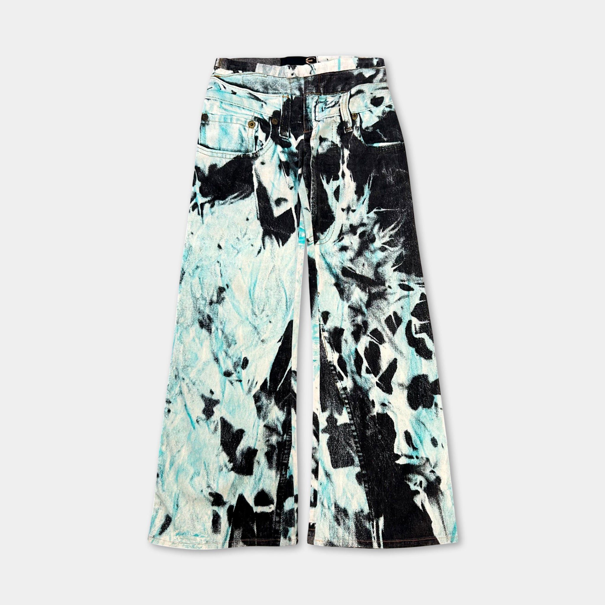 Just Cavalli Just Cavalli Denim on Denim Printed Teal Jeans Size US 29 - 1 Thumbnail