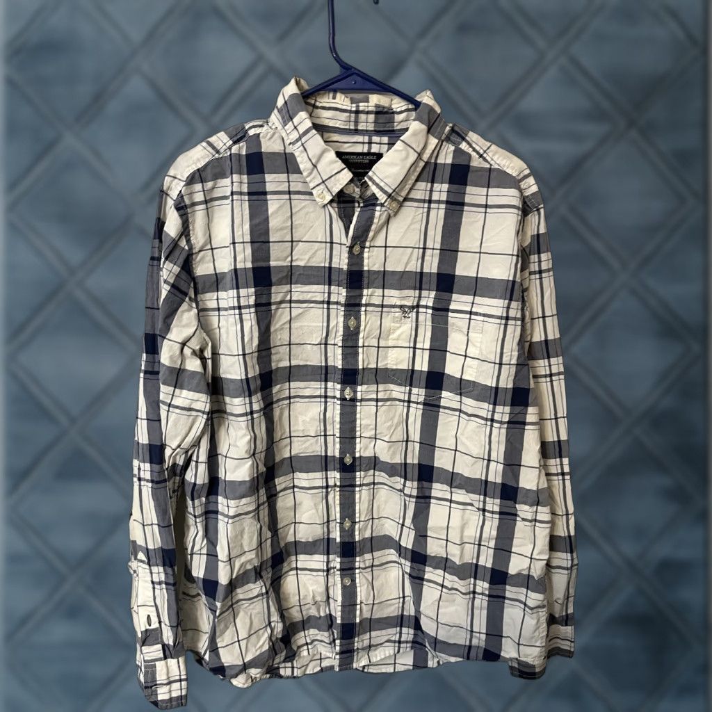 American Eagle Outfitters American Eagle Shirt Men Blue Plaid Cotton Size XL Athletic Fit Size US XL / EU 56 / 4 - 1 Thumbnail