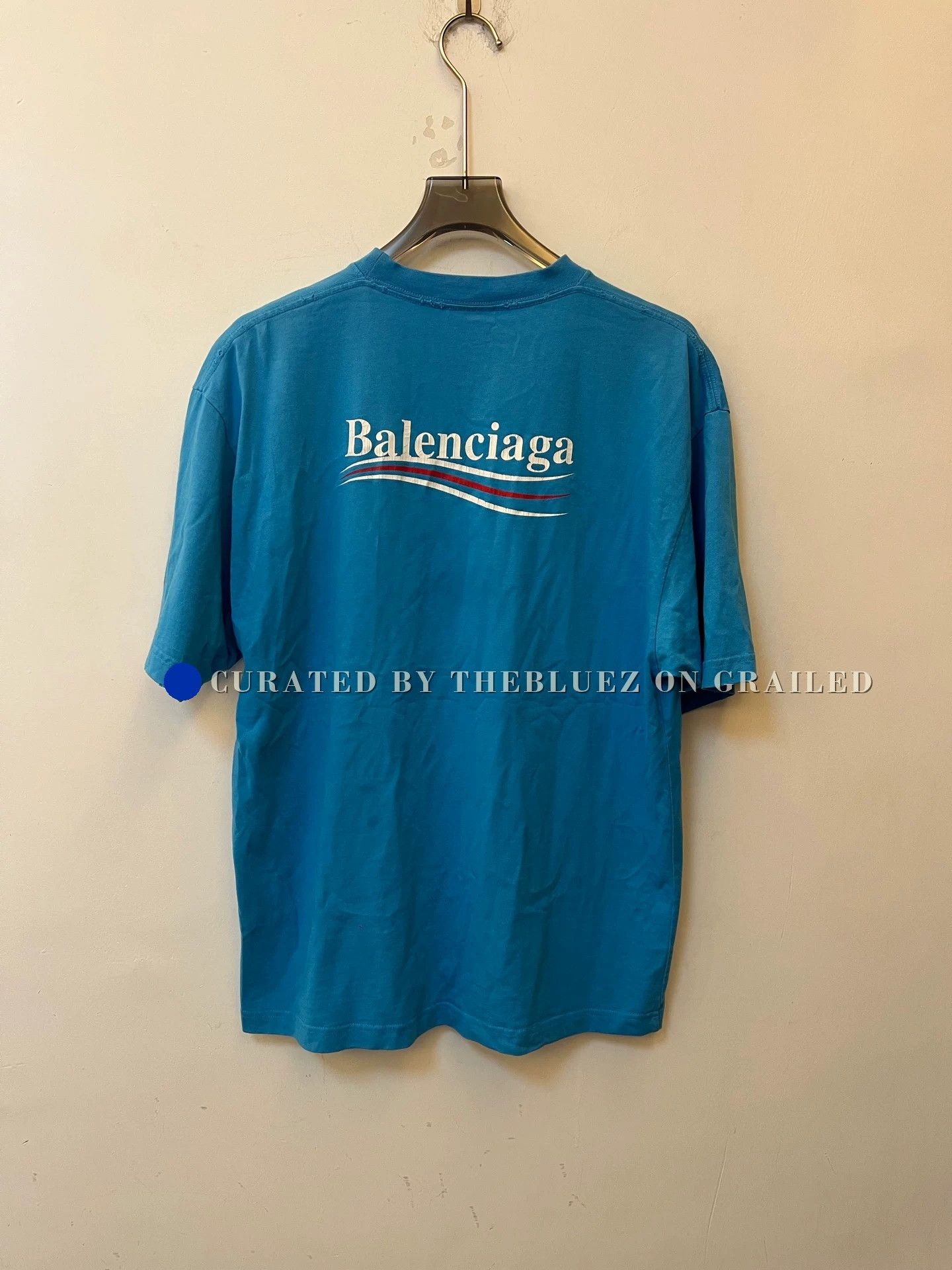 Balenciaga Balenciaga SS23 Blue Logo Short Sleeve Tee Size XXS / US 00 / IT 34 - 2 Thumbnail