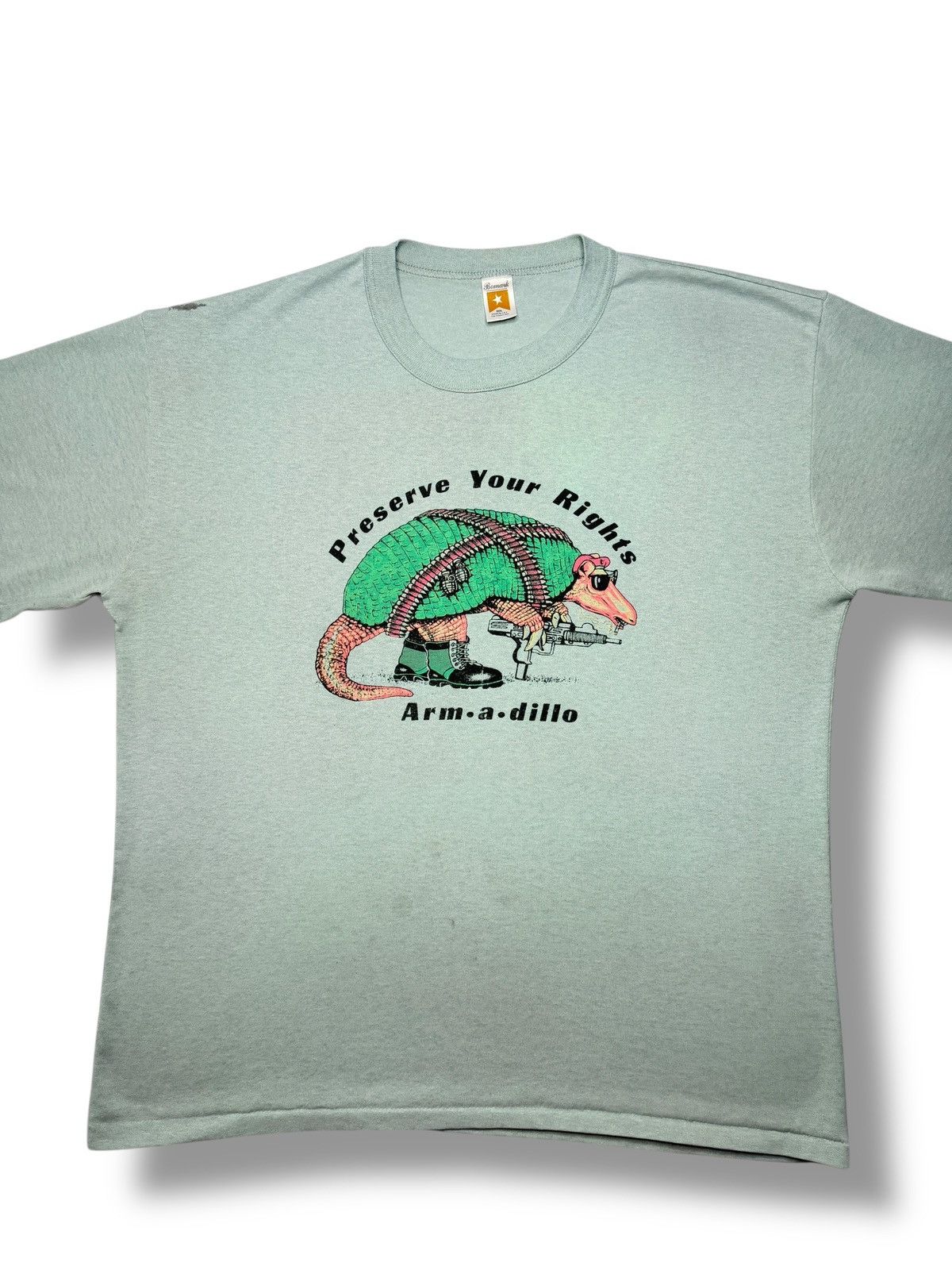Vintage Vintage Faded Mint Green 80's Armadillo Gun Political Shirt Size US XXL / EU 58 / 5 - 2 Thumbnail