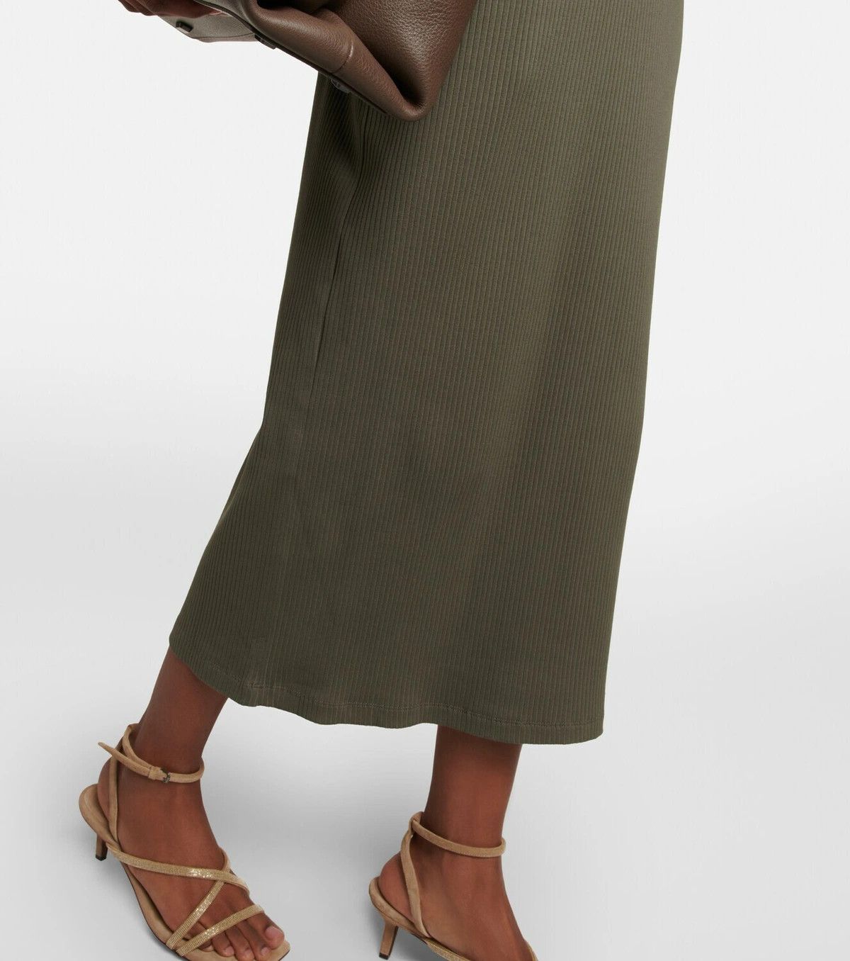 Brunello Cucinelli o1y0725 Midi Dress in Military Green Size L / US 10 / IT 46 - 4 Thumbnail