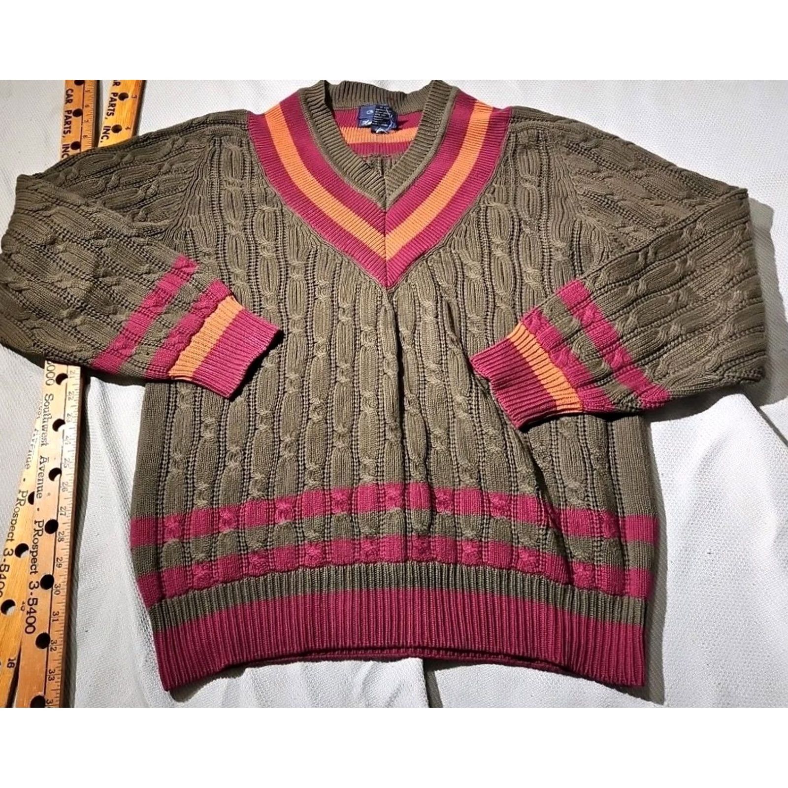 Gant VINTAGE GANT Sweater Mens Large Green Cable-Knit Fisherman 90s Size US L / EU 52-54 / 3 - 2 Thumbnail