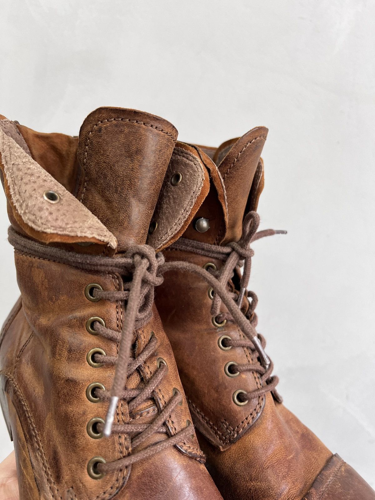 14th Addiction × A.S.98 AVANTgarde western brown leather high moto boots guidi style Size US 7.5 / EU 40-41 - 4 Thumbnail