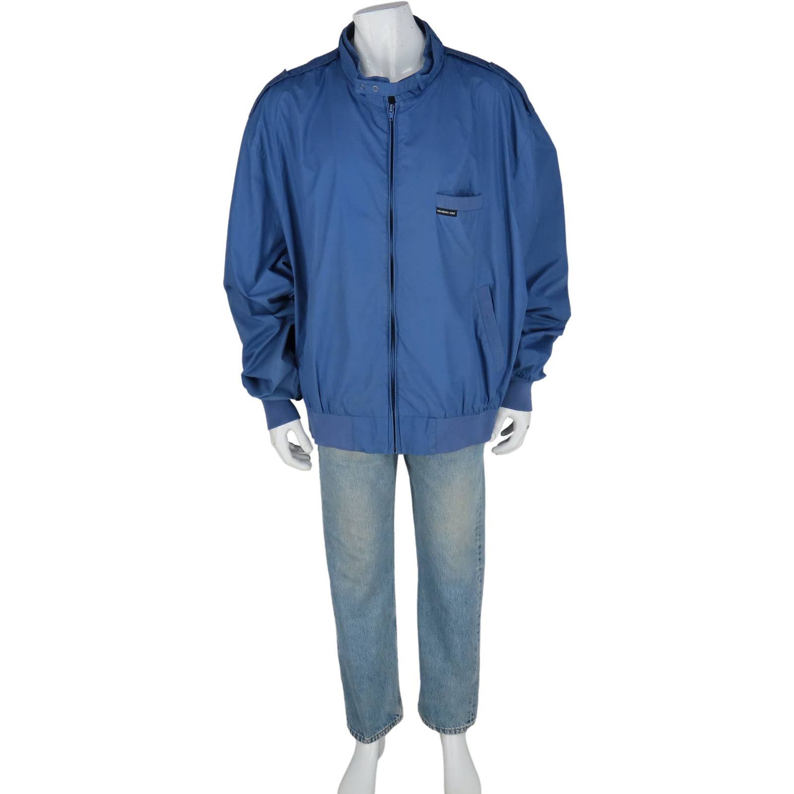Members Only 80s Members Only Blue Cafe Racer Windbreaker Bomber Jacket ...