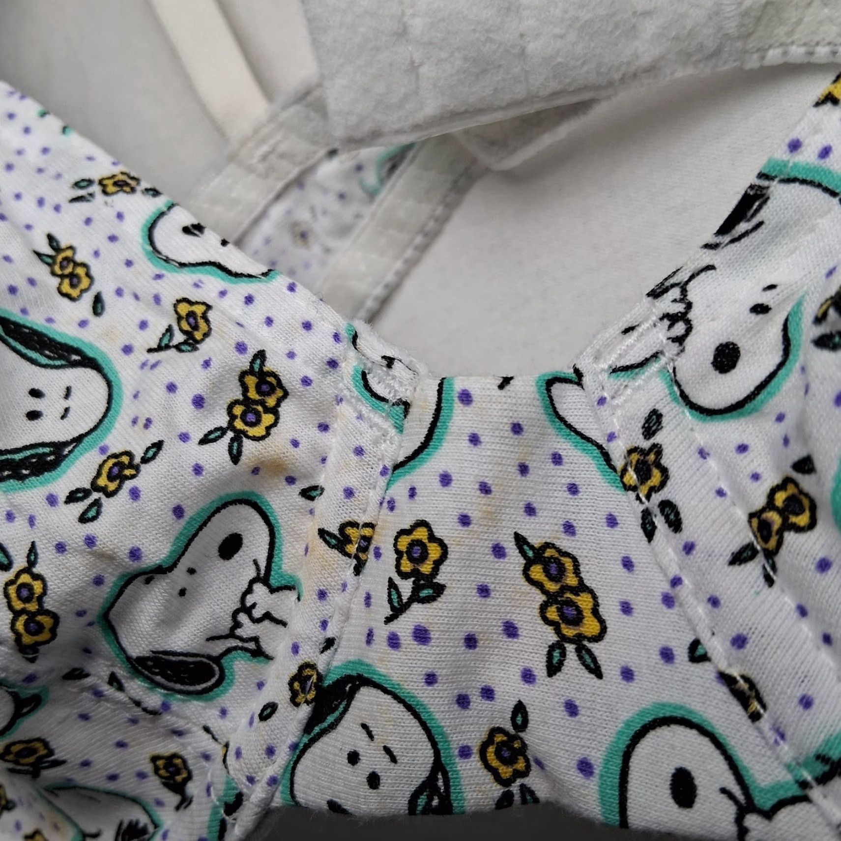 Peanuts VINTAGE Peanuts Snoopy Bra 34C White Yellow Floral Underwire Cotton READ Size ONE SIZE - 7 Thumbnail