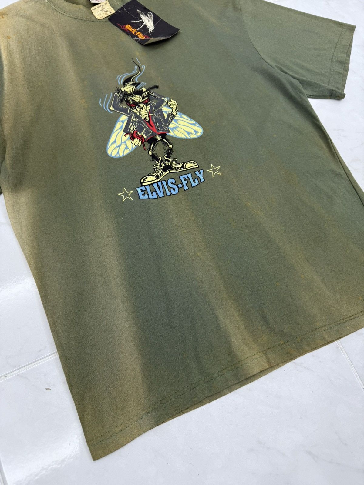 Shorty's Skateboards Vintage RARE 90s BLACK FLYS "Elvis Fly" Elvis Presley Tee Size US L / EU 52-54 / 3 - 9 Thumbnail