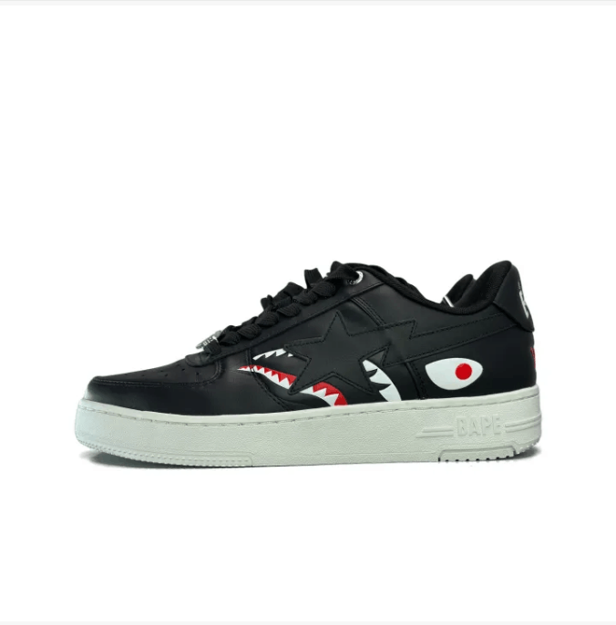 Bape A Bathing Ape Bapesta Low Shark Black Size US 10 / EU 43 - 1 Thumbnail