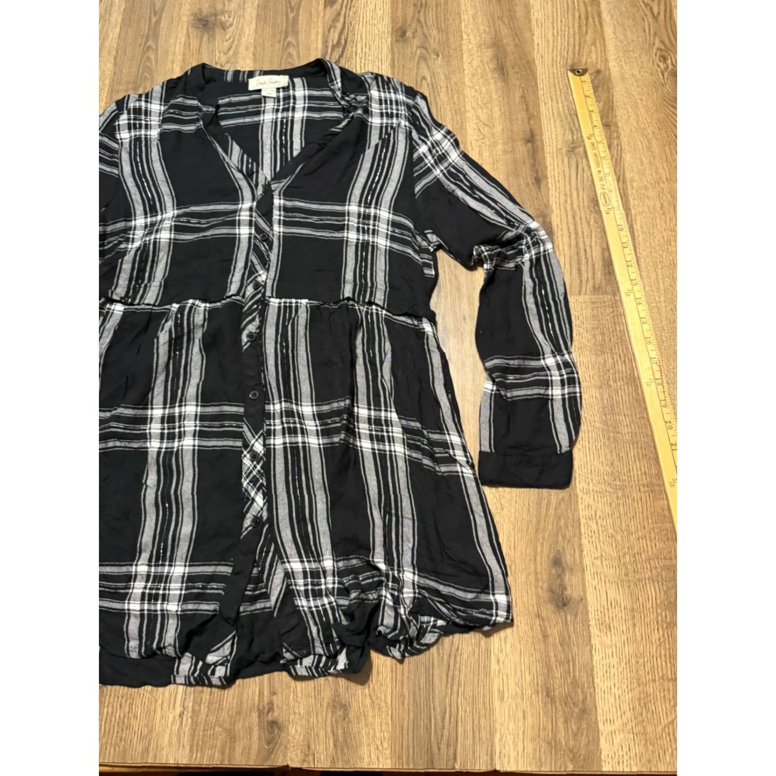 Paige Charlie Paige Shirt Womens Medium Black White Silver Plaid Long Sleeve Button Up Size M / US 6-8 / IT 42-44 - 4 Thumbnail