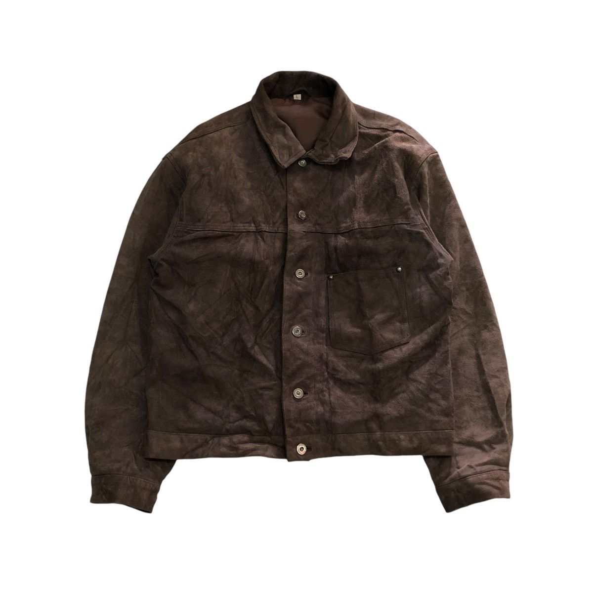 Japanese Brand 🔥VINTAGE GENUINE LEATHER JACKET COW SPLIT ISSEY MIYAKE Size US L / EU 52-54 / 3 - 1 Thumbnail