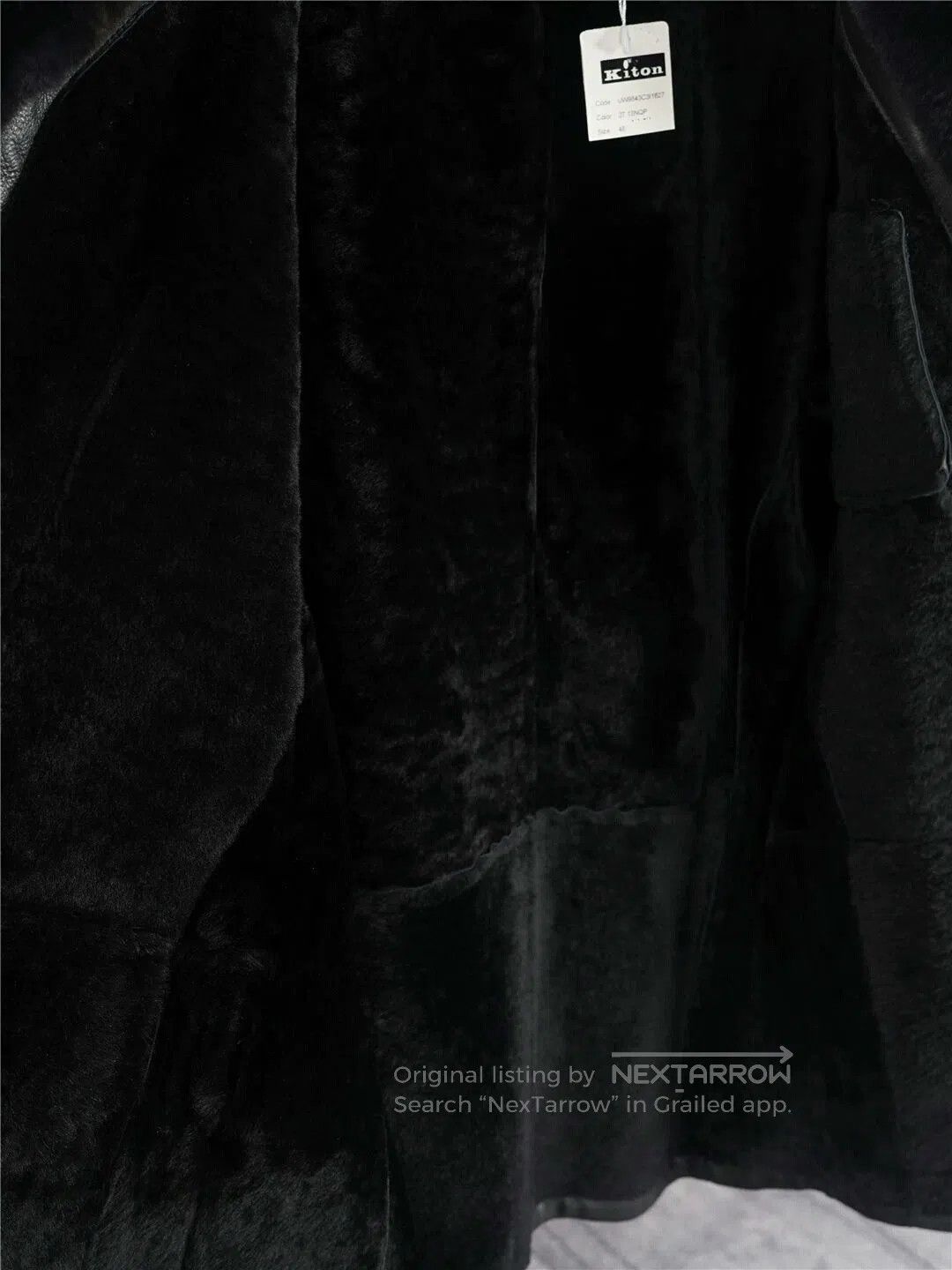 Kiton Black Shearling Leather Coat with Fur Collar. Size US M / EU 48-50 / 2 - 5 Thumbnail