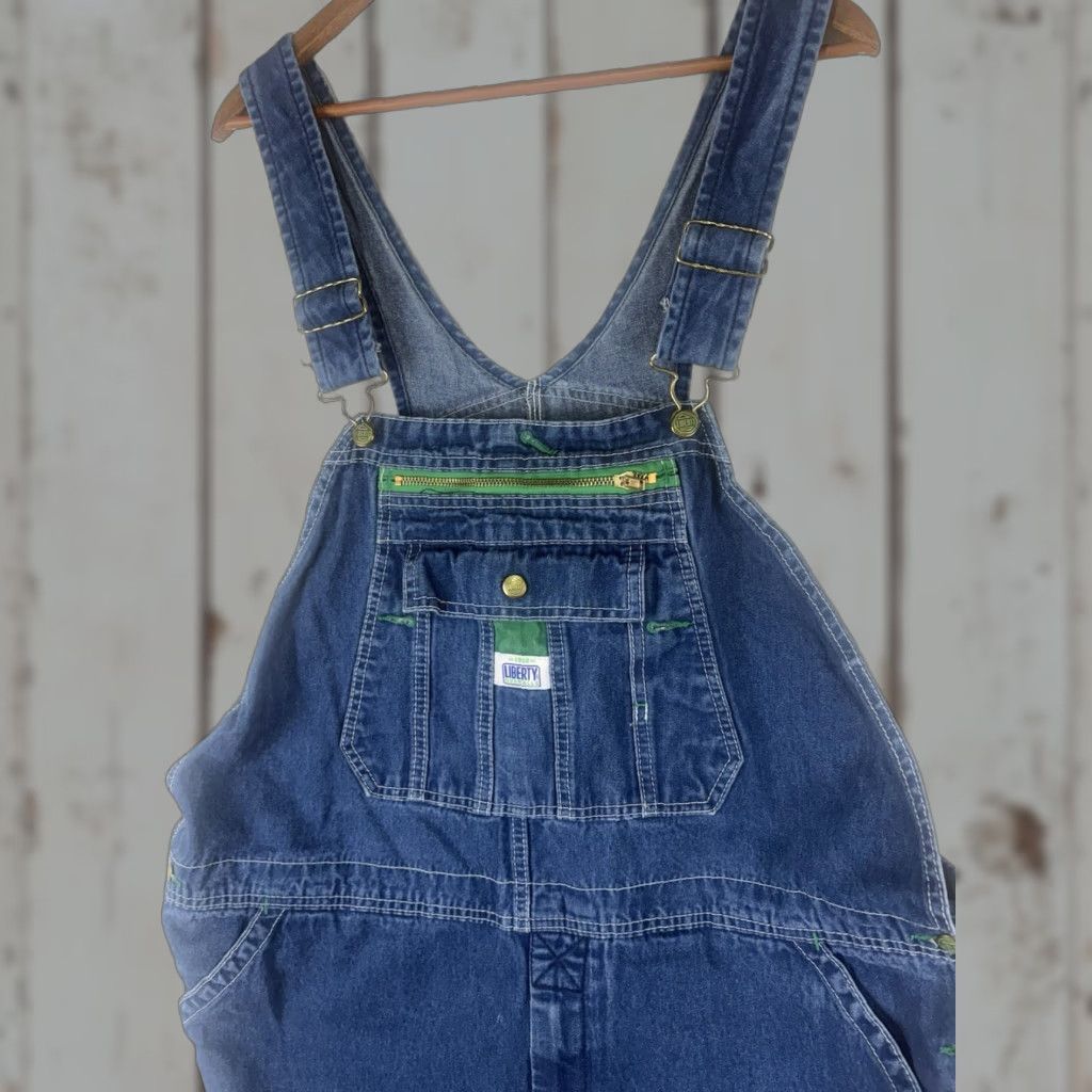 Vintage Liberty Men’s Denim Bib Overalls 42X32 Mid Rise Blue 90s USA Workwear Size US 42 / EU 58 - 1 Thumbnail