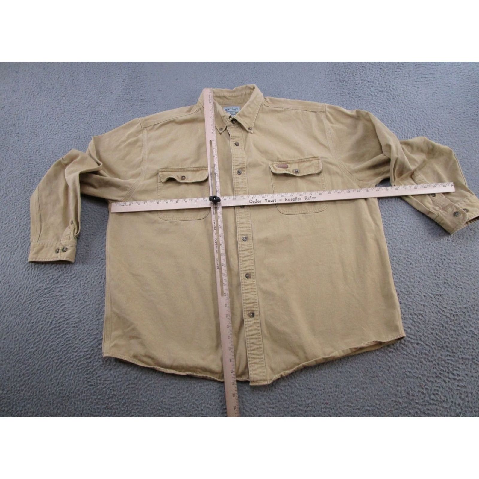 Carhartt VINTAGE Carhartt Shirt Work S09SRW Canvas 2XL Sandstone Long Sleeve Button-Up Men's Heavyweight Size US XXL / EU 58 / 5 - 6 Thumbnail