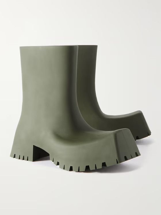 Balenciaga o1mt1gz0524 Trooper Rubber Boots in Army Green Size US 8.5 / EU 41-42 - 4 Thumbnail