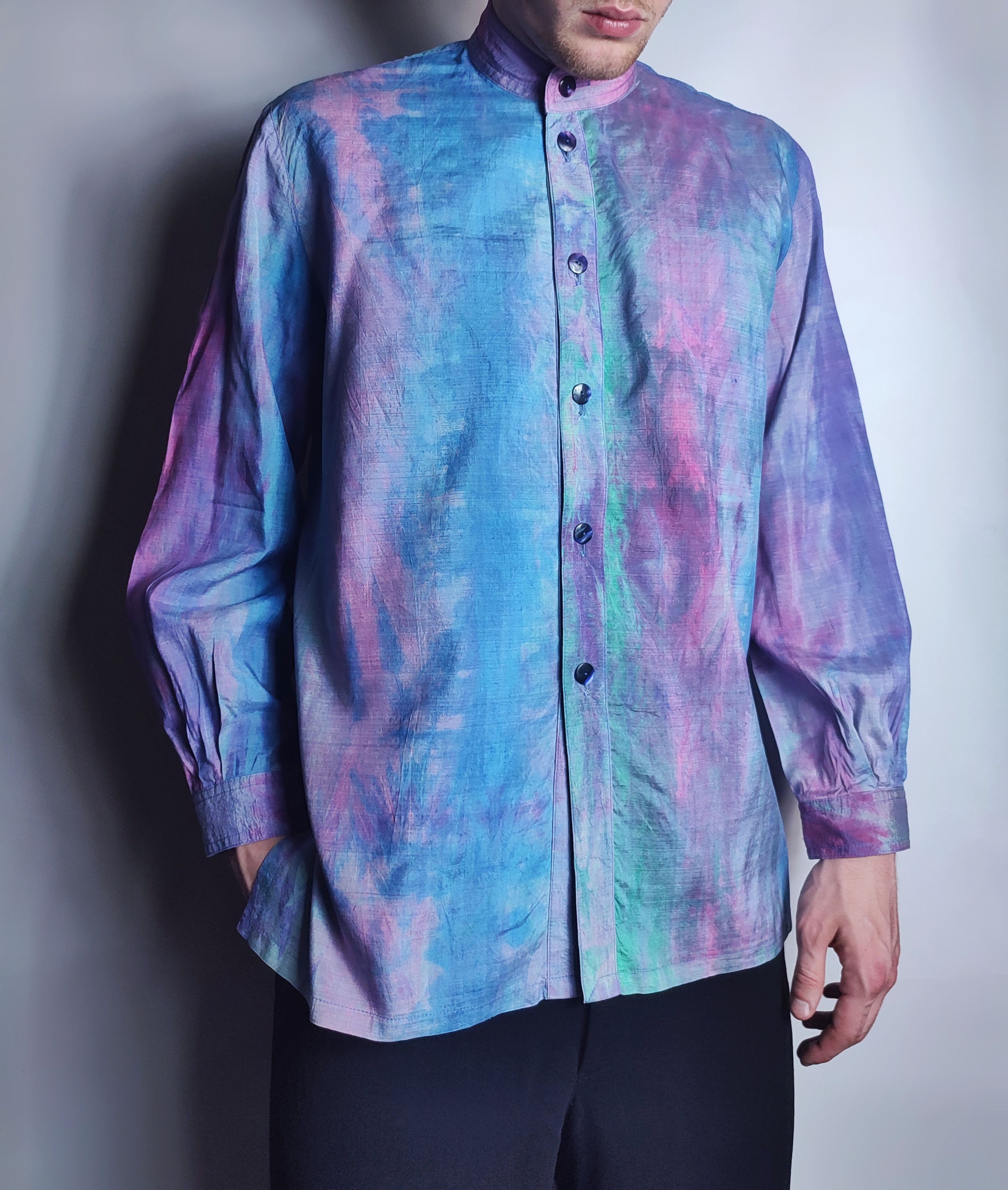 Vintage Vintage Tie Dye Silk Shirt Size US M / EU 48-50 / 2 - 1 Thumbnail