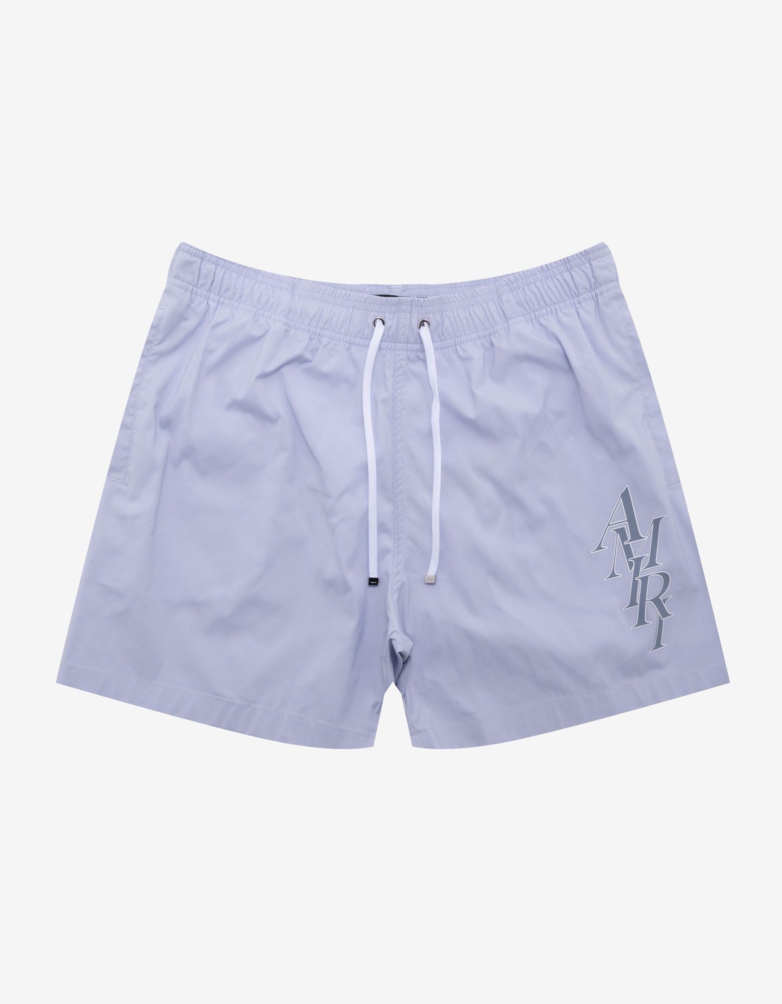 image of Amiri Grey Stack Logo Swim Shorts, Men's (Size 30)