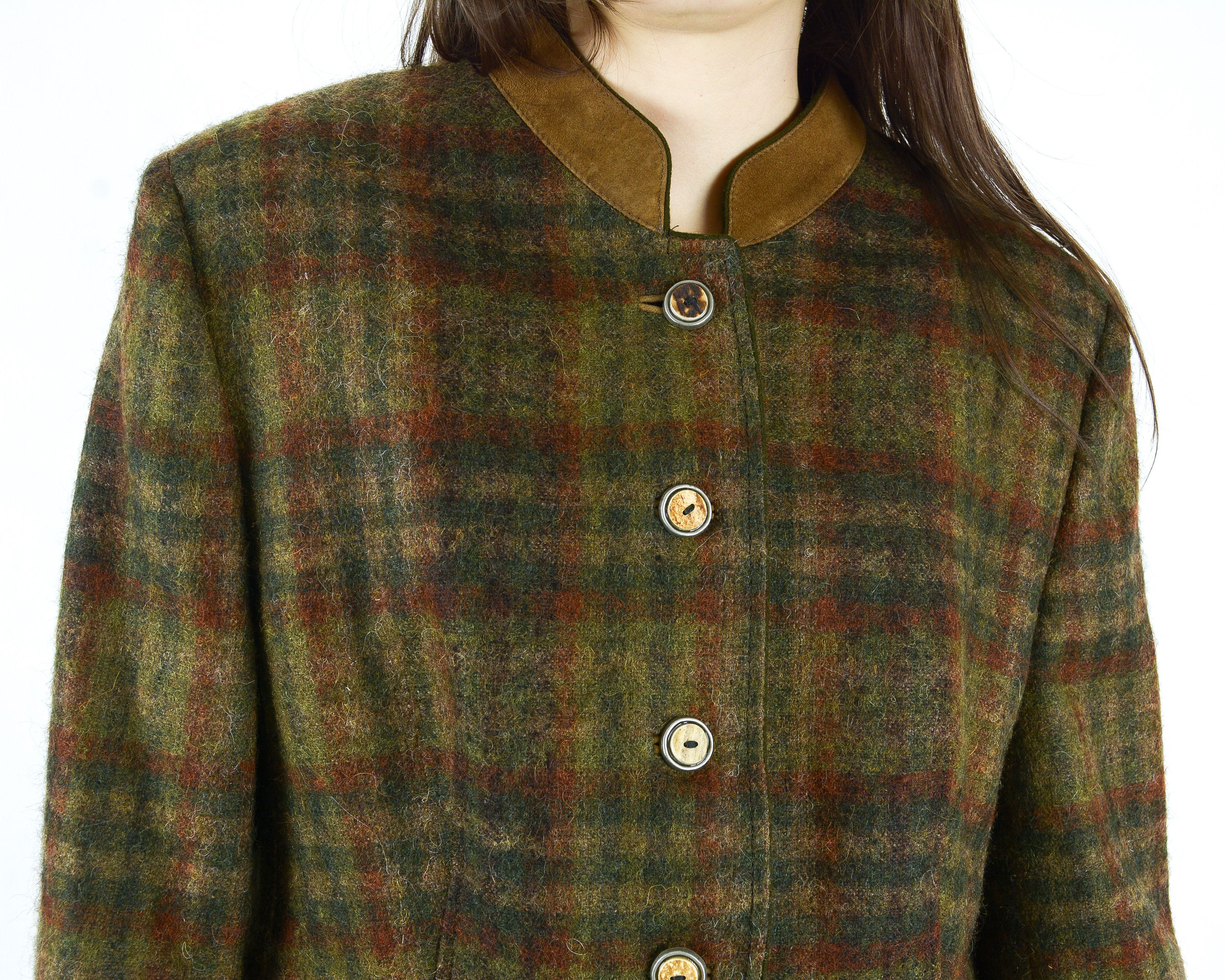 Other × Vintage Allwerk L Wool Jacket Trachten Cardigan Check Plaid Tartan Size L / US 10 / IT 46 - 5 Thumbnail