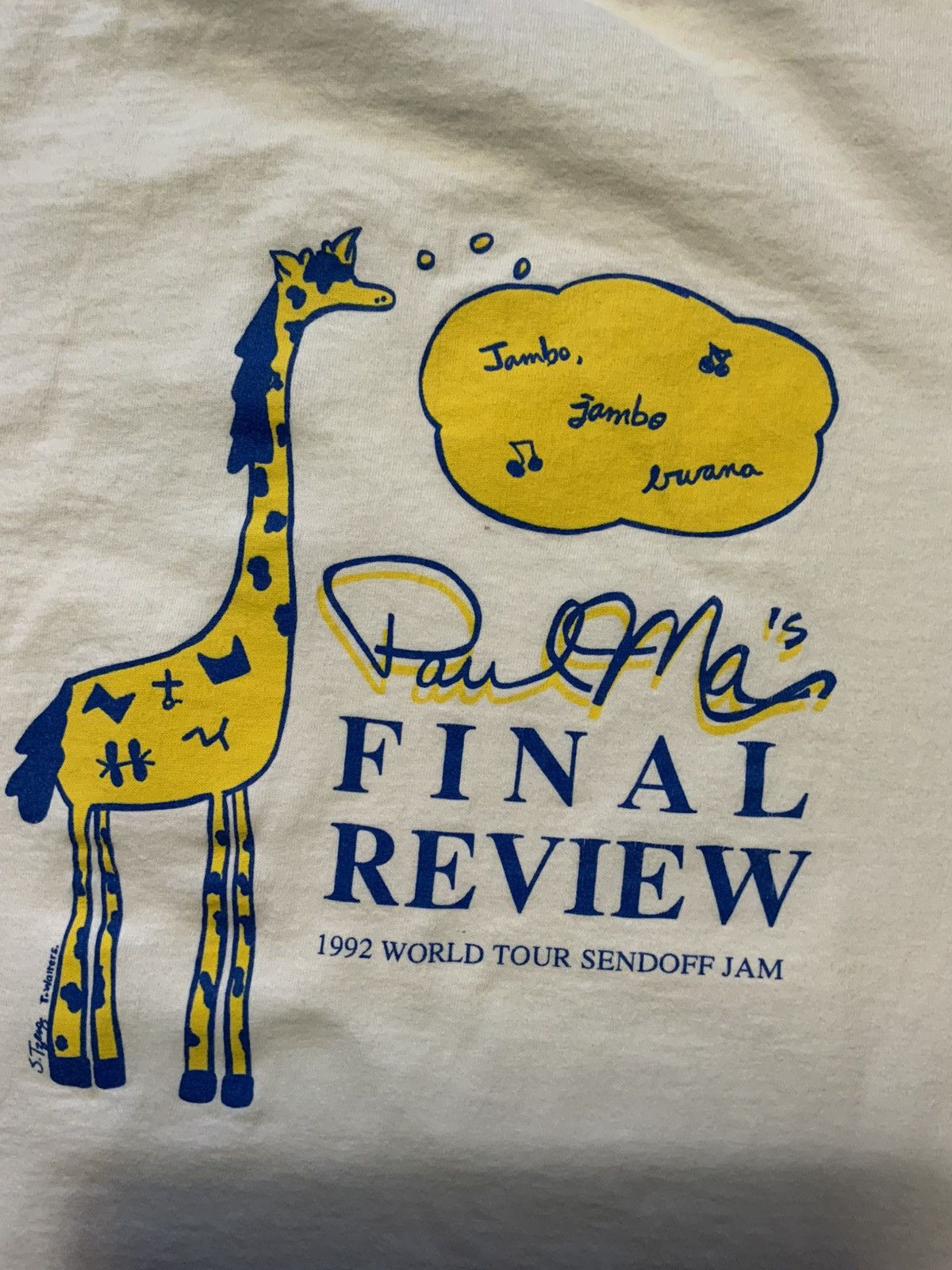 Vintage VTG 1992 Paul Ma’s World Tour Giraffe Single Stitch T-Shirt Size US L / EU 52-54 / 3 - 8 Thumbnail