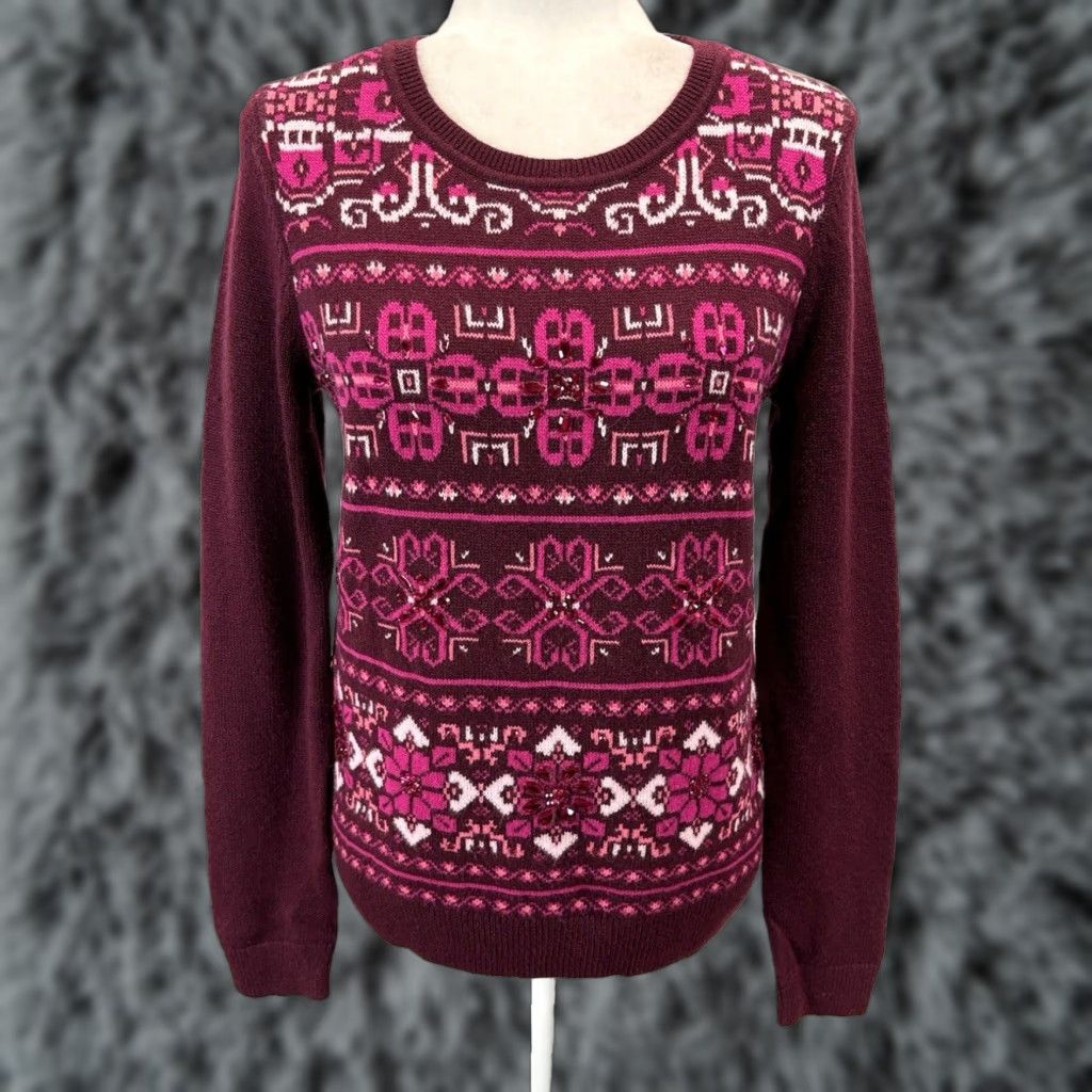 Talbots Talbots Fair Isle Crewneck Sweater Women's Small Multicolor Wool Blend Size S / US 4 / IT 40 - 1 Thumbnail