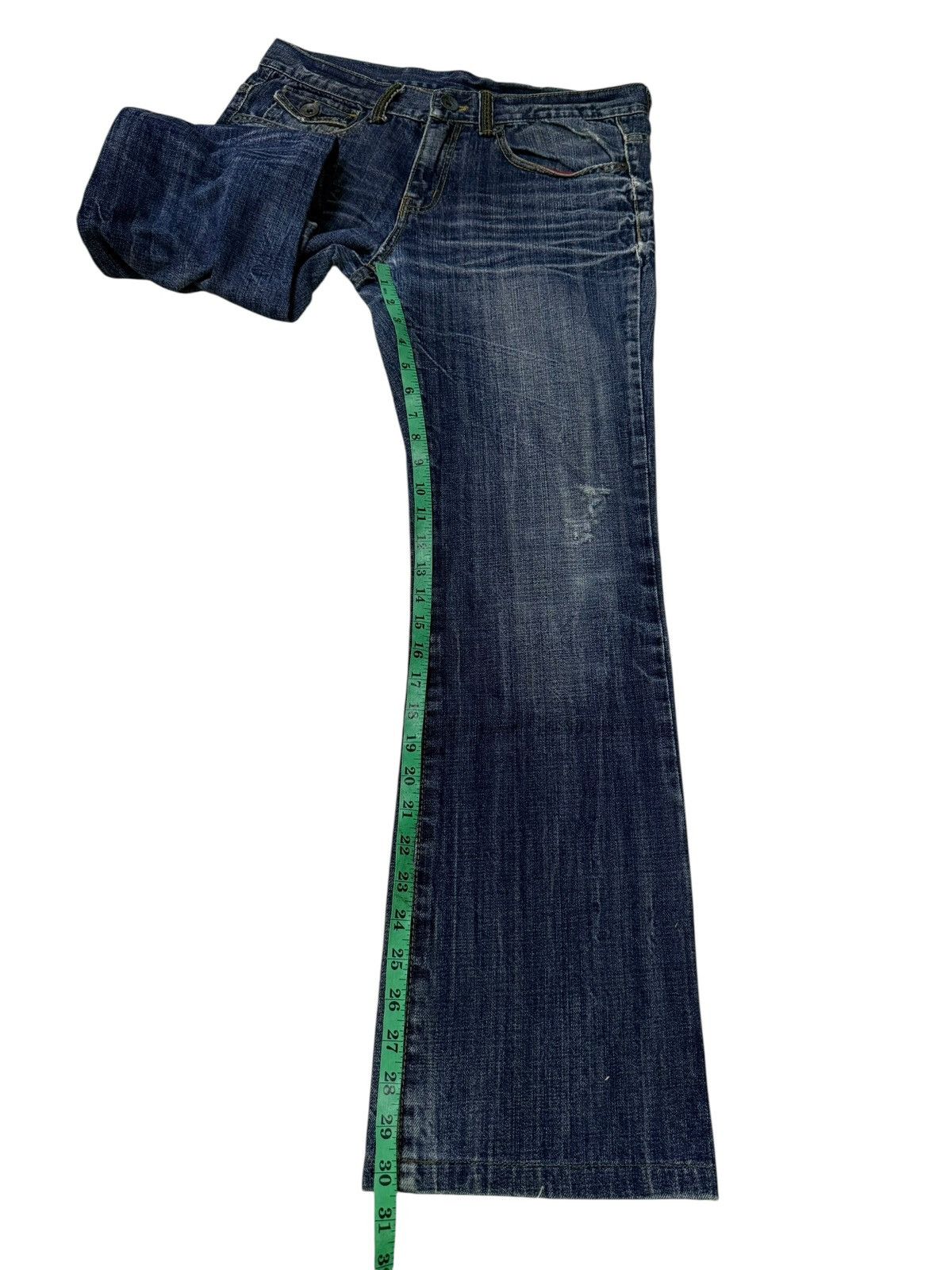 Japanese Brand Flared Jeans Russ.k Distressed Denim Nice Design Boot Cut Size US 33 - 12 Thumbnail