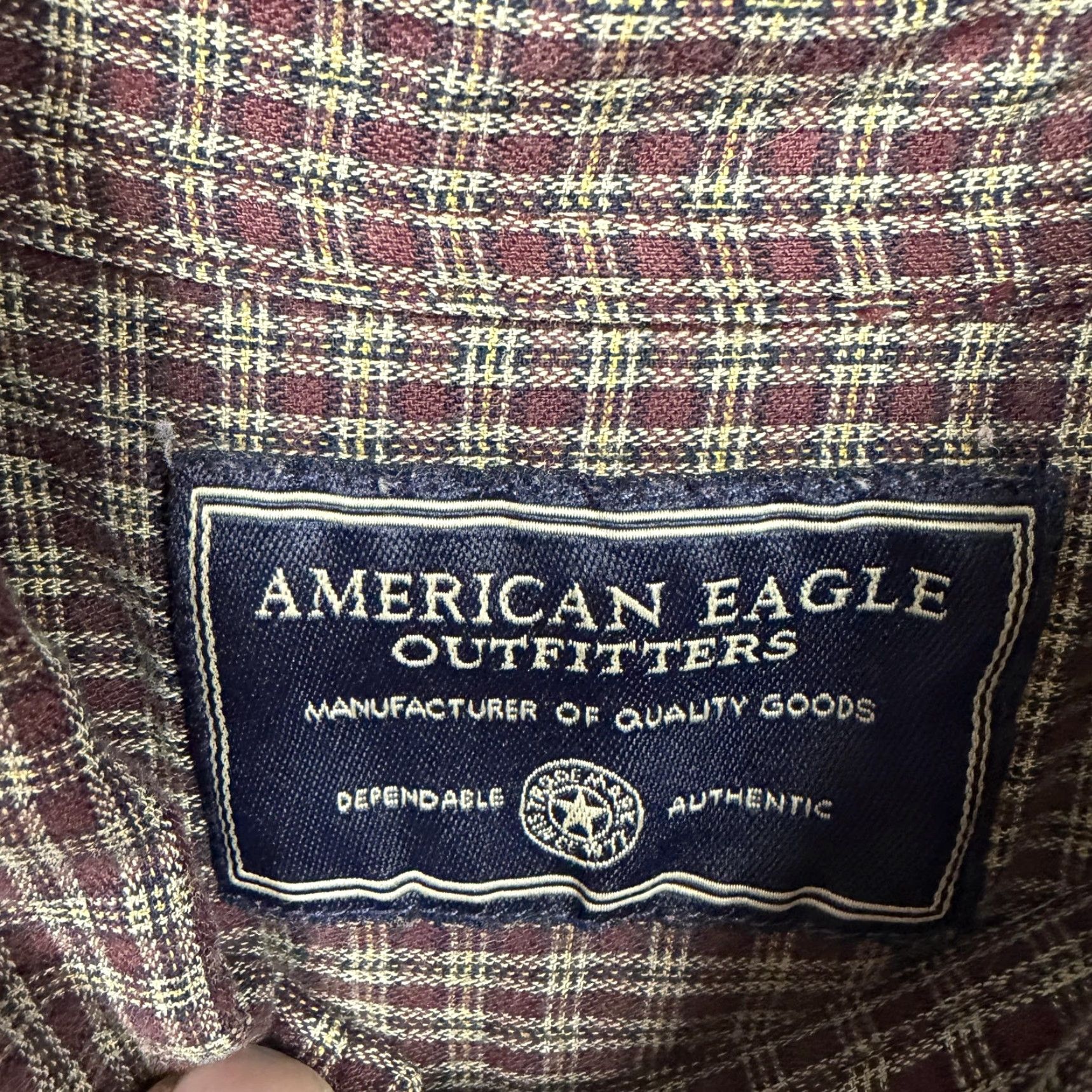 American Eagle Outfitters VINTAGE American Eagle Outfitters Button-Up Shirt Mens M Maroon Tan Plaid 90s Grunge Retro Button-Down Collared 100% Cotton Long Sleeve Pocketed Size US M / EU 48-50 / 2 - 6 Thumbnail