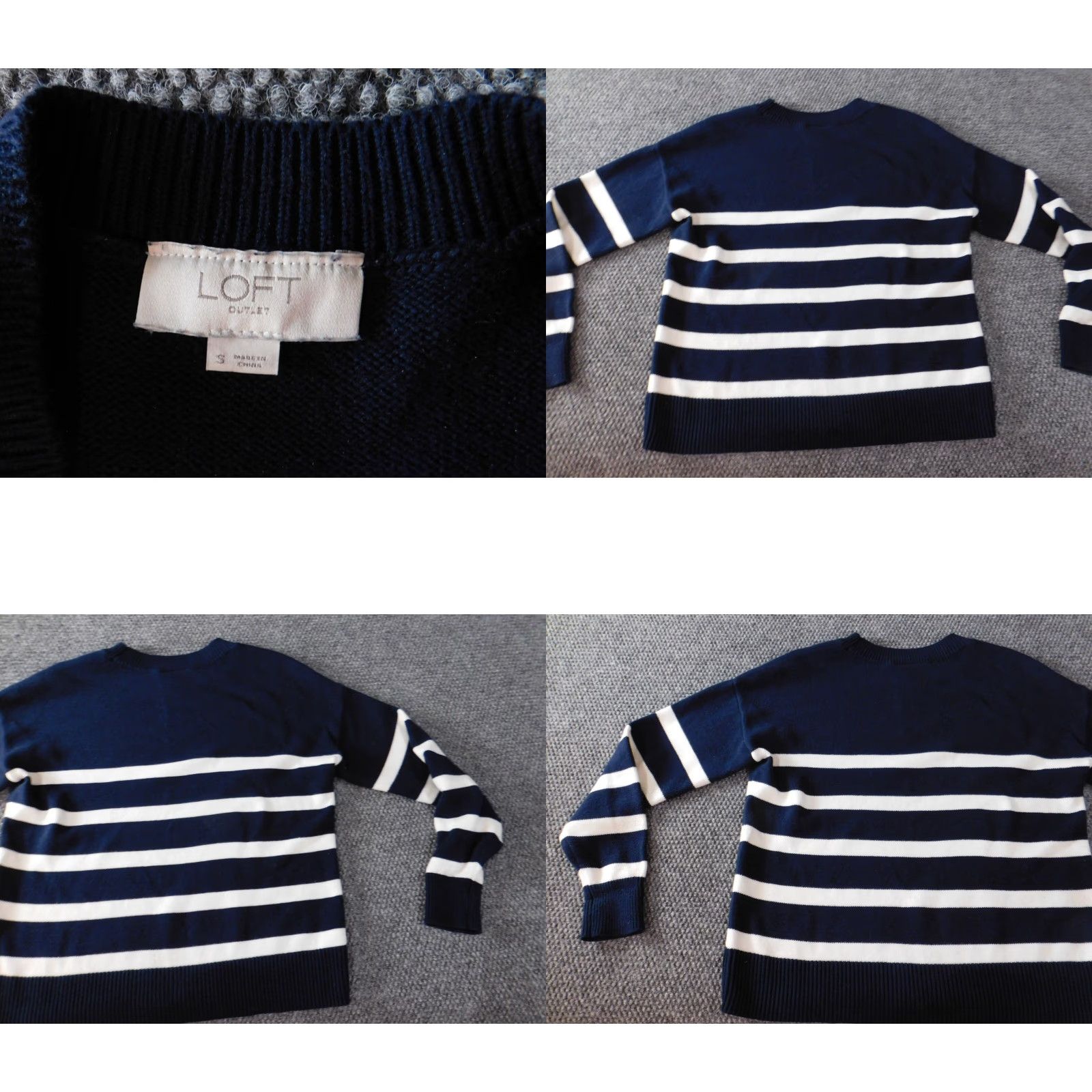 Loft LOFT Sweater Small Blue Striped Pullover Womens Crewneck, Knit, Cotton, Long Sleeve, Regular, Machine Washable, Fall Winter Spring, Casual, Vintage No Size S / US 4 / IT 40 - 8 Thumbnail