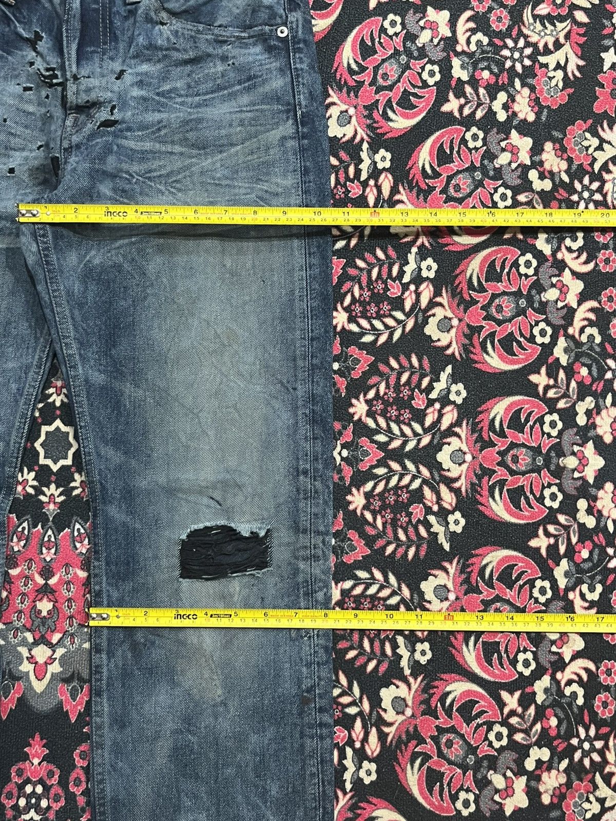 Spellbound Japanese Brand Spellbound Dark Faded Blue Fringe Ripped Jean Size US 30 / EU 46 - 14 Thumbnail