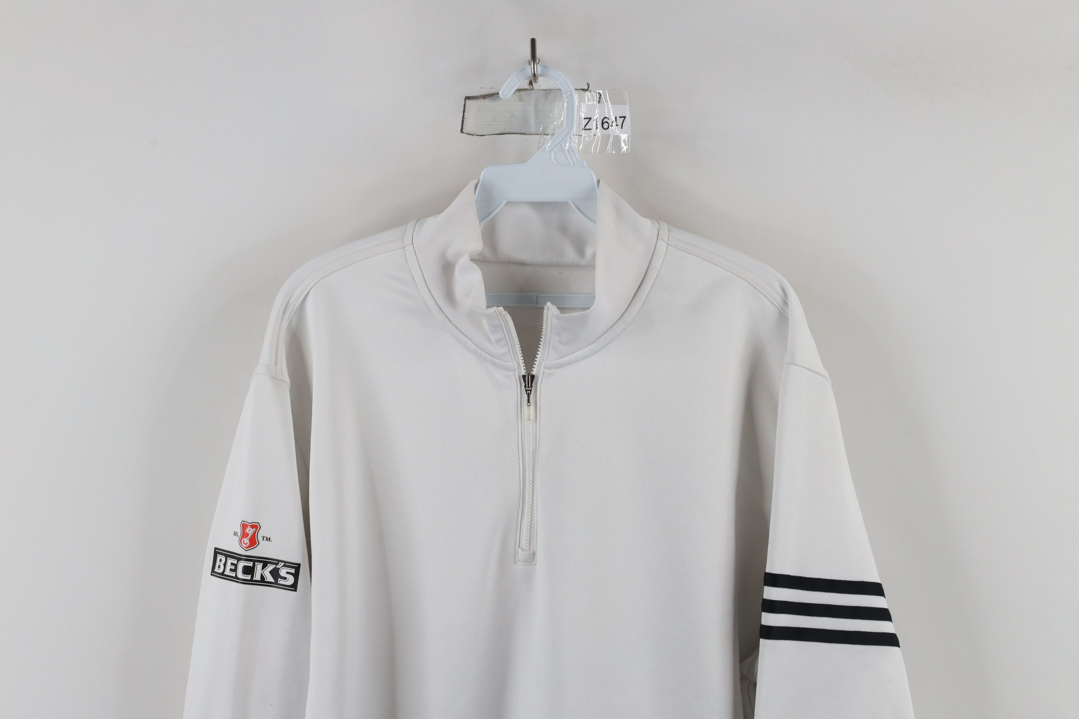 Adidas × Vintage Adidas Beck's Brewery Half Zip Pullover Jacket Top White Size US XL / EU 56 / 4 - 2 Thumbnail