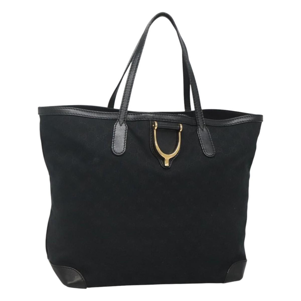 Gucci GUCCI GG Canvas Tote Bag Black Gold Size ONE SIZE - 1 Thumbnail