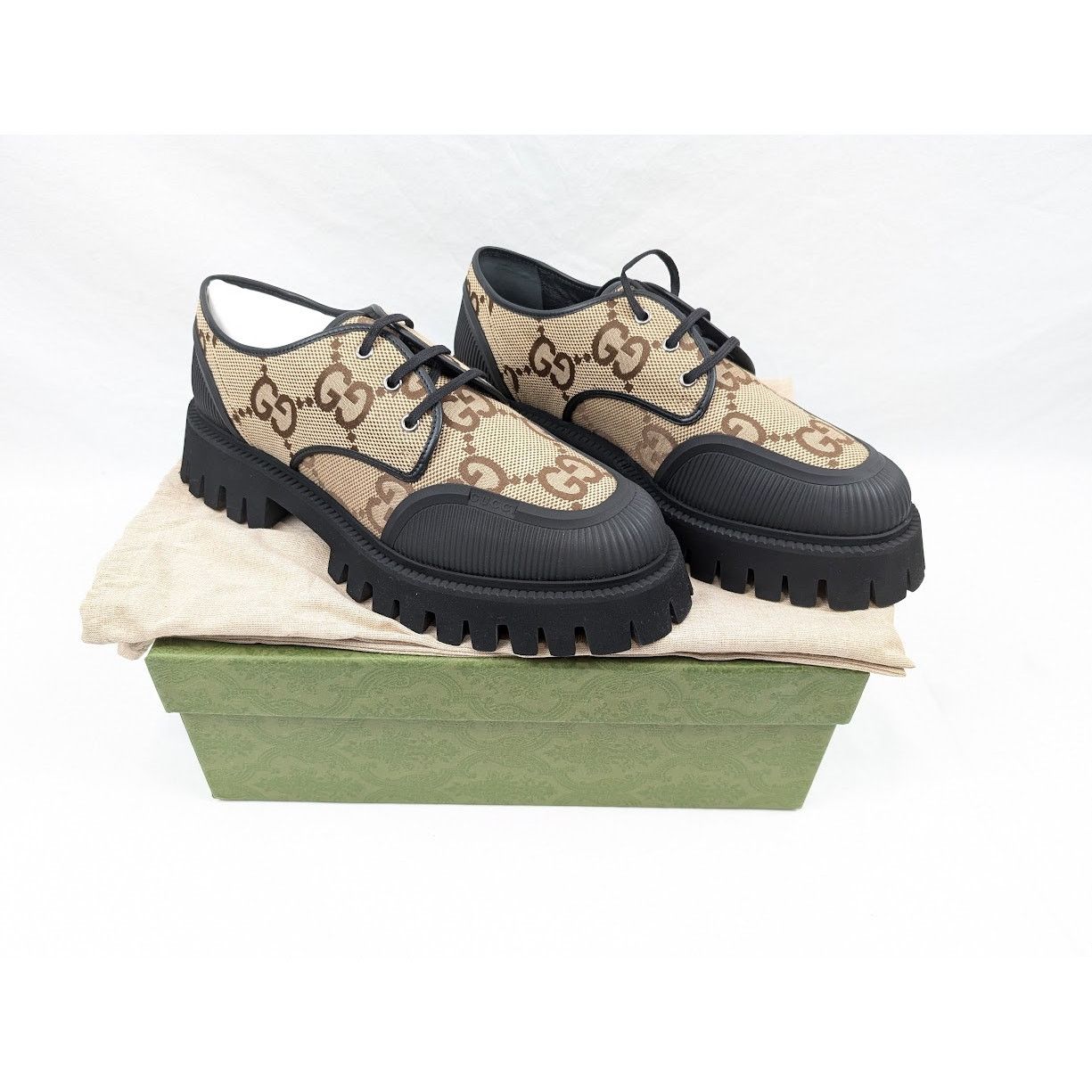 Gucci o1rshd1 Macro GG Canvas Soft Shoes in Camel Ebony/Nero Size US 12.5 / EU 45-46 - 21 Thumbnail