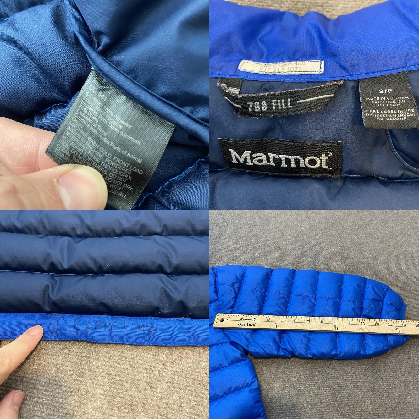 Marmot Marmot Jacket Mens Small Blue 700 Fill Down Puffer Full Zip Altered Sleeves Size US S / EU 44-46 / 1 - 8 Thumbnail