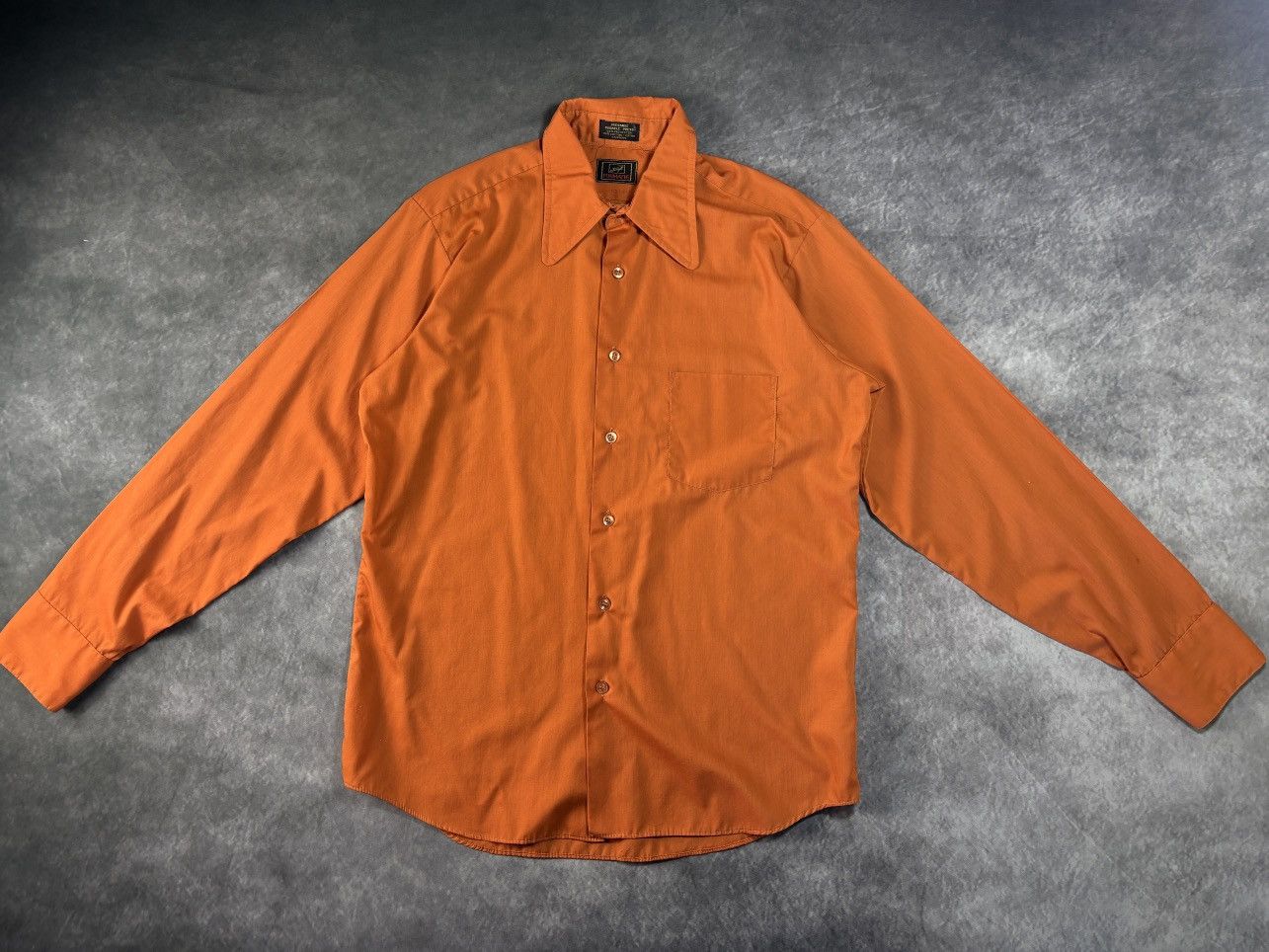 Vintage 1970s Vintage Shirt Dog Collar Disco Orange Forsyth Perma Pr Size US S / EU 44-46 / 1 - 11 Thumbnail
